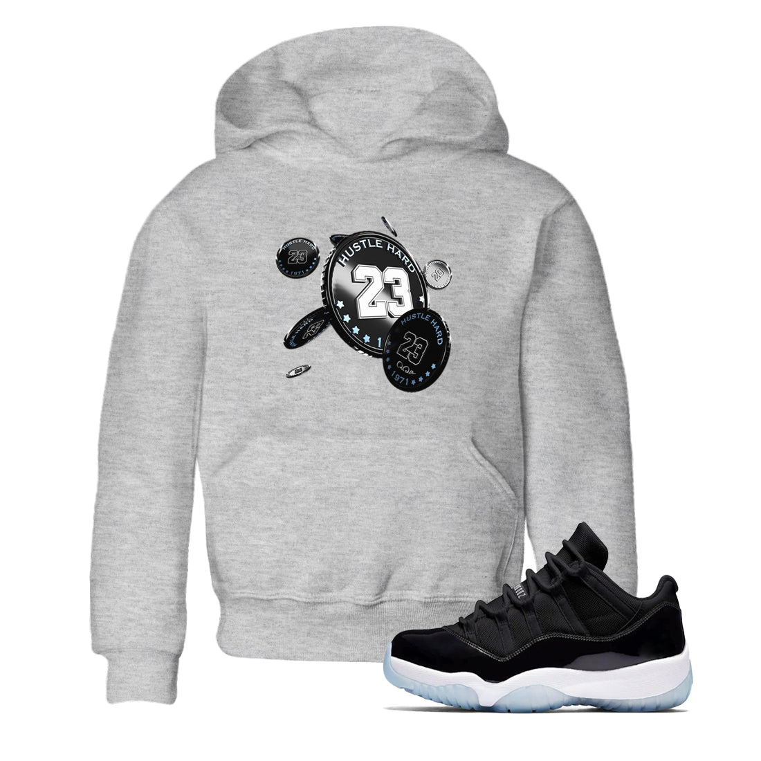 Coin Drop snkmatch Tee Kids - Air Jordan 11 Black and Varsity Royal