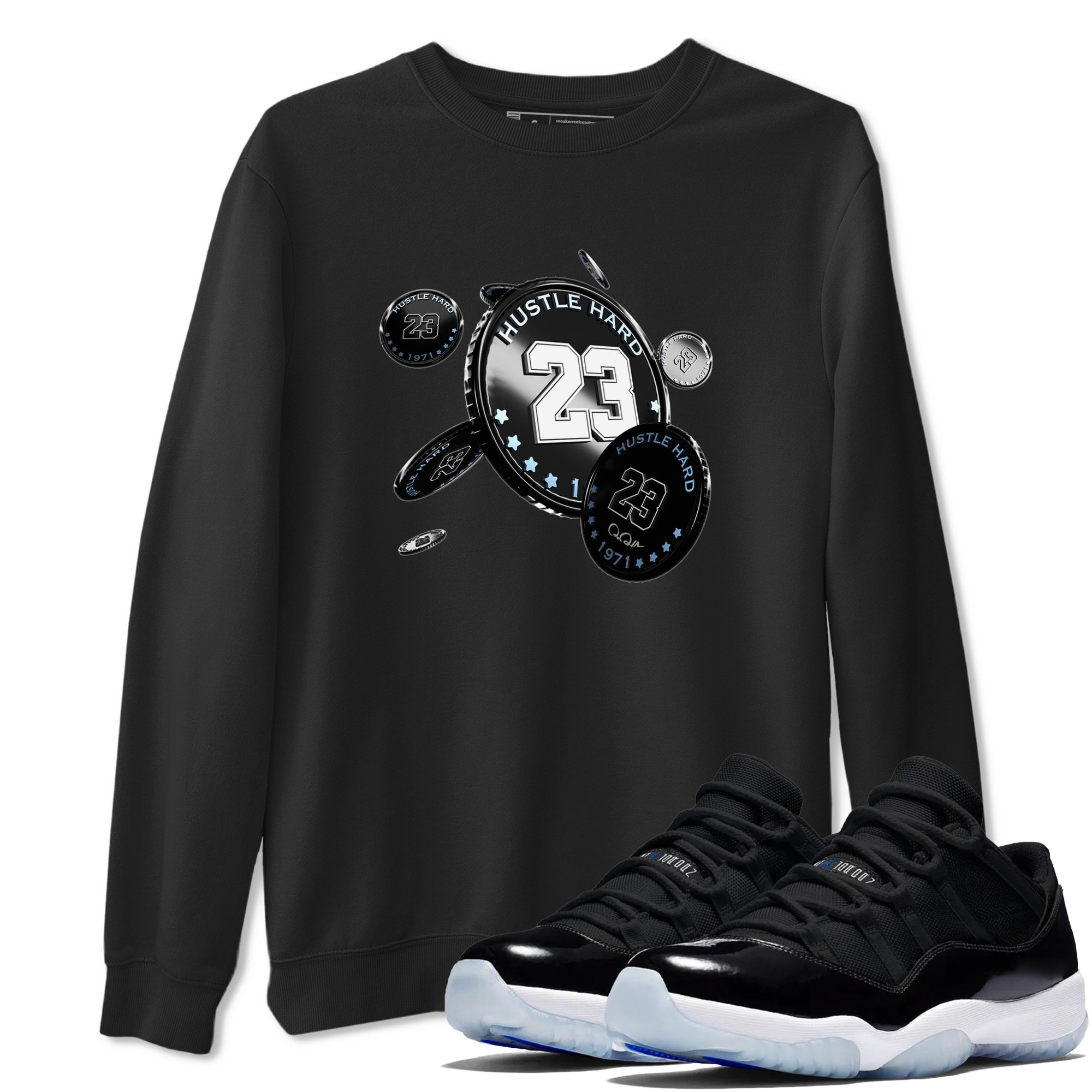 Coin Drop snkmatch Tee - Air Jordan 11 Black and Varsity Royal