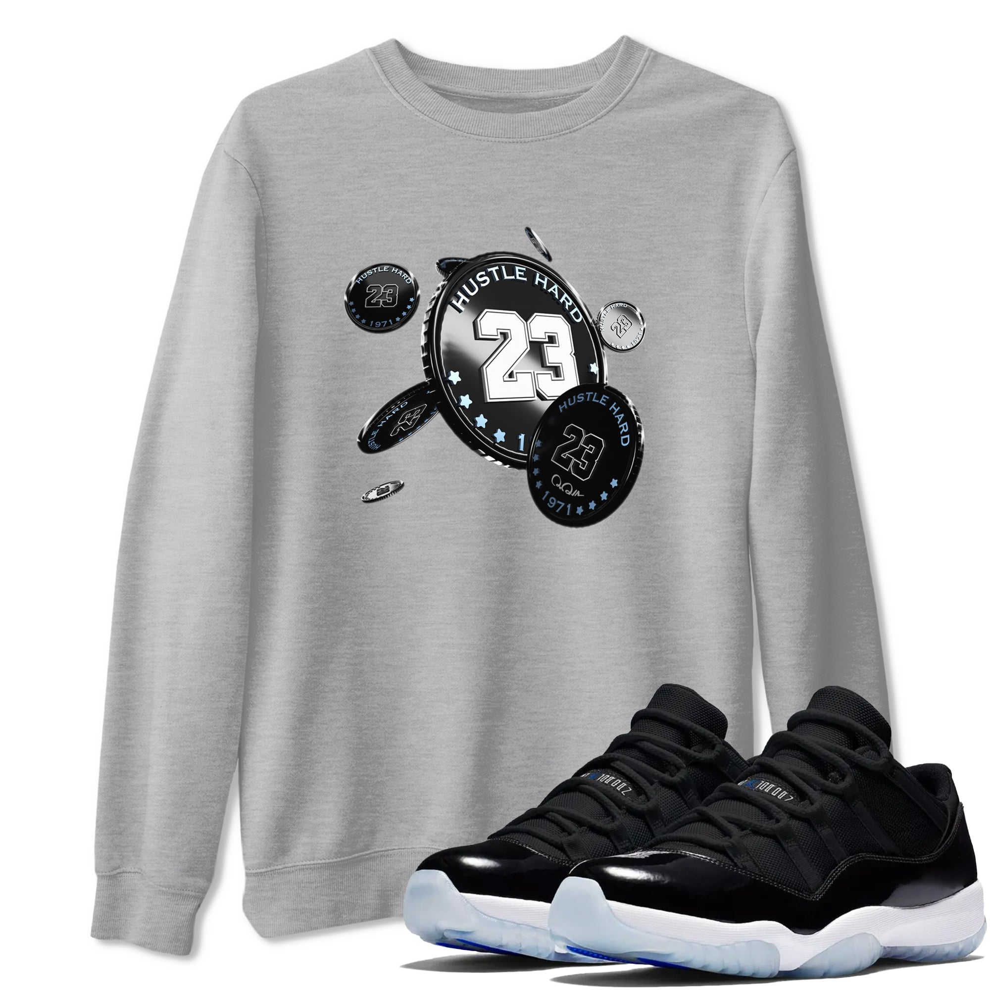 Coin Drop snkmatch Tee - Air Jordan 11 Black and Varsity Royal