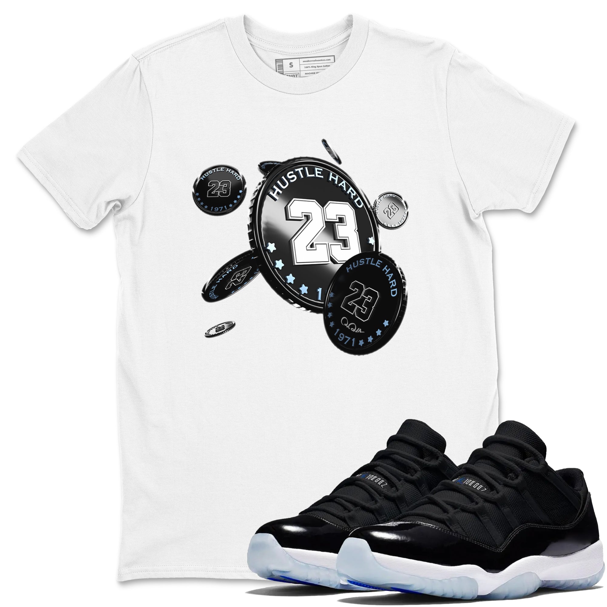 Coin Drop snkmatch Tee - Air Jordan 11 Black and Varsity Royal