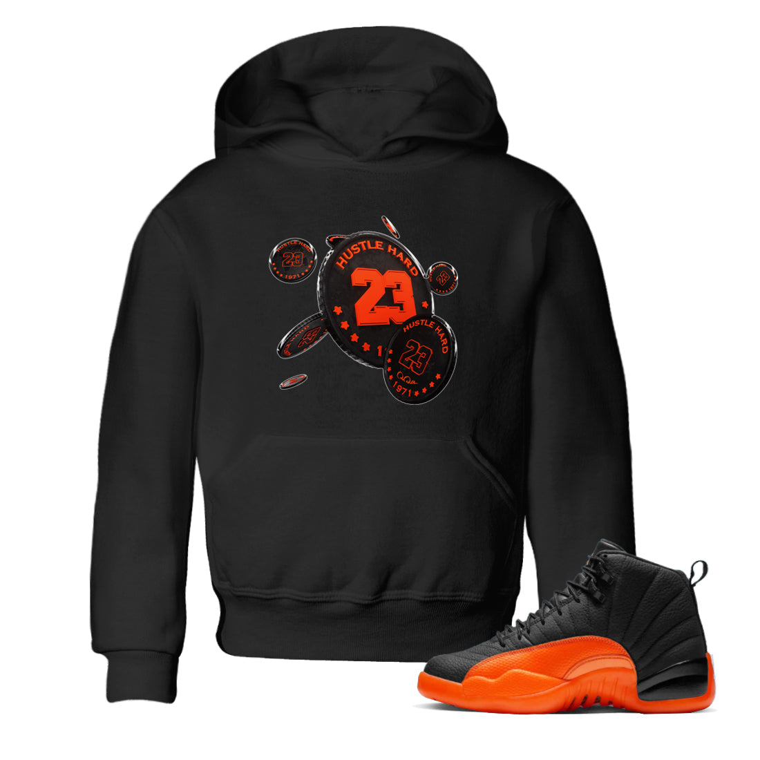Coin Drop Kids Tops - Air Jordan 12 Brilliant Orange
