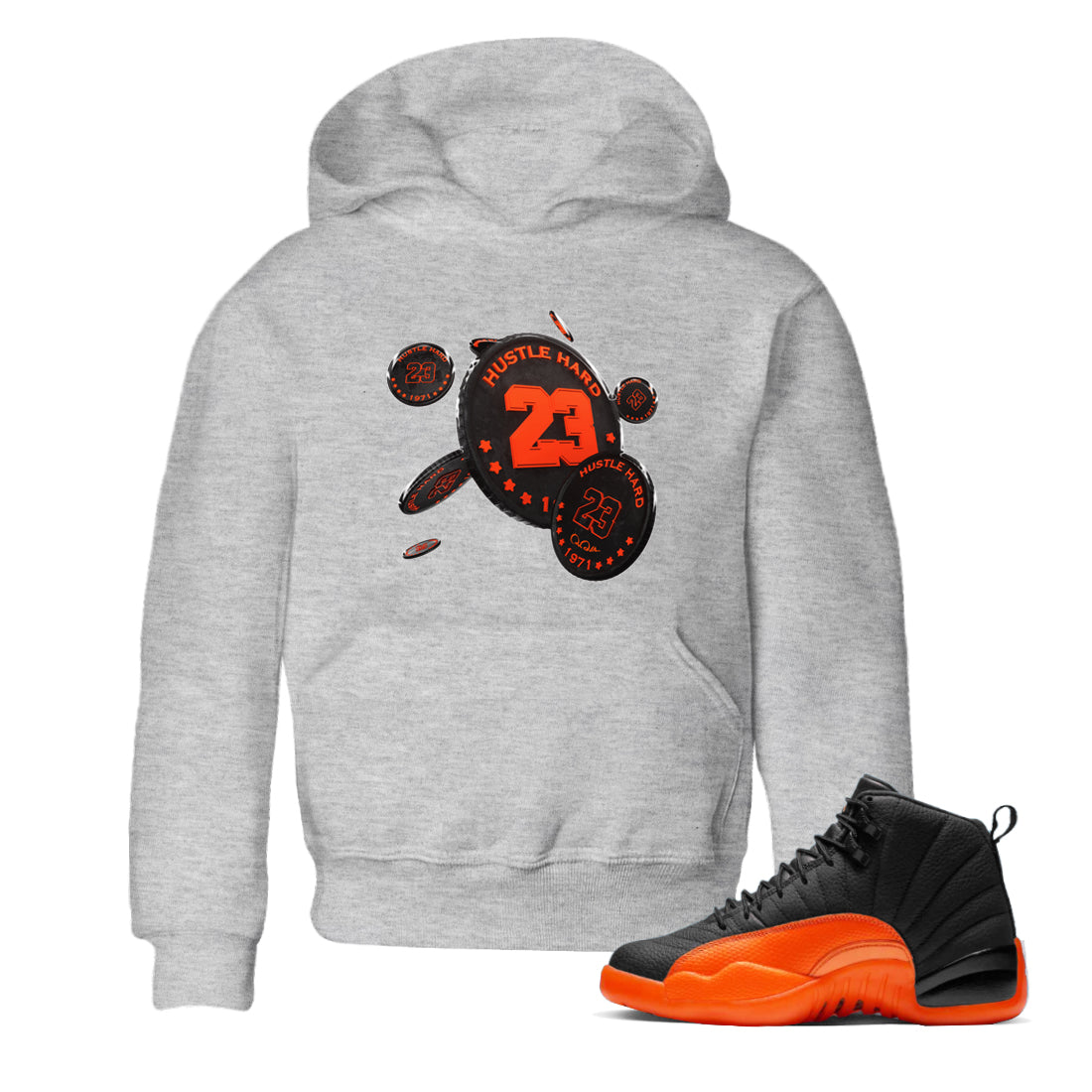 Coin Drop Kids Tops - Air Jordan 12 Brilliant Orange