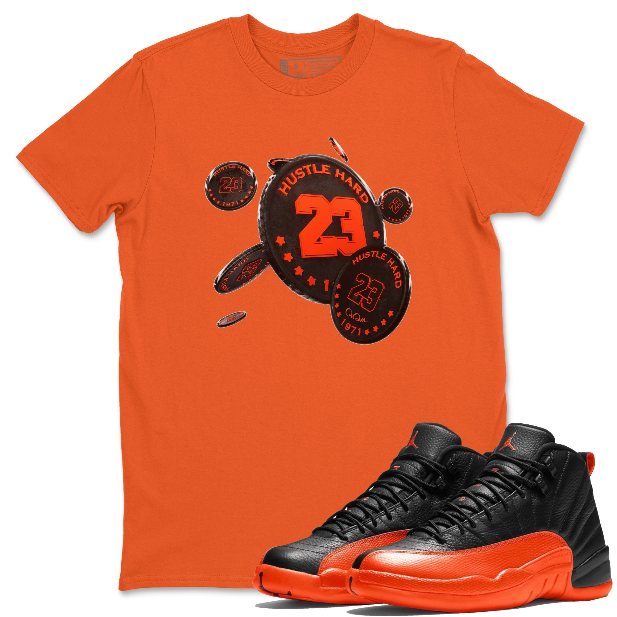 Coin Drop Unisex Tops - Air Jordan 12 Brilliant Orange