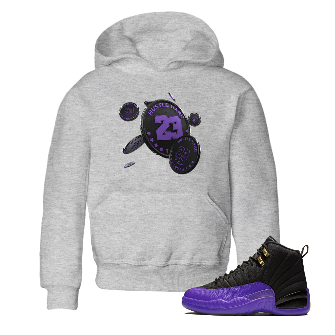 Coin Drop Kids Tops - Air Jordan 12 Field Purple