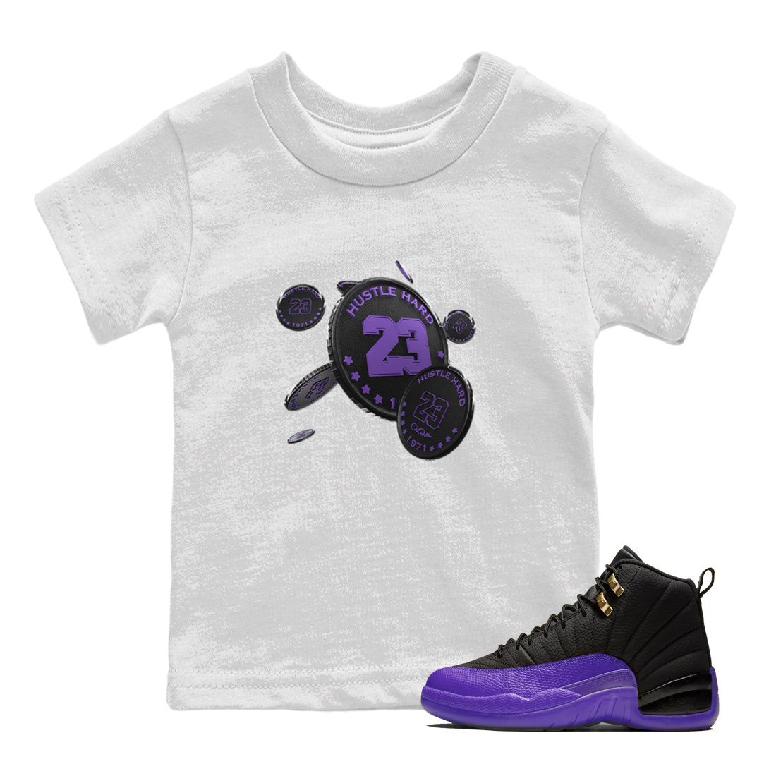 Coin Drop Kids Tops - Air Jordan 12 Field Purple