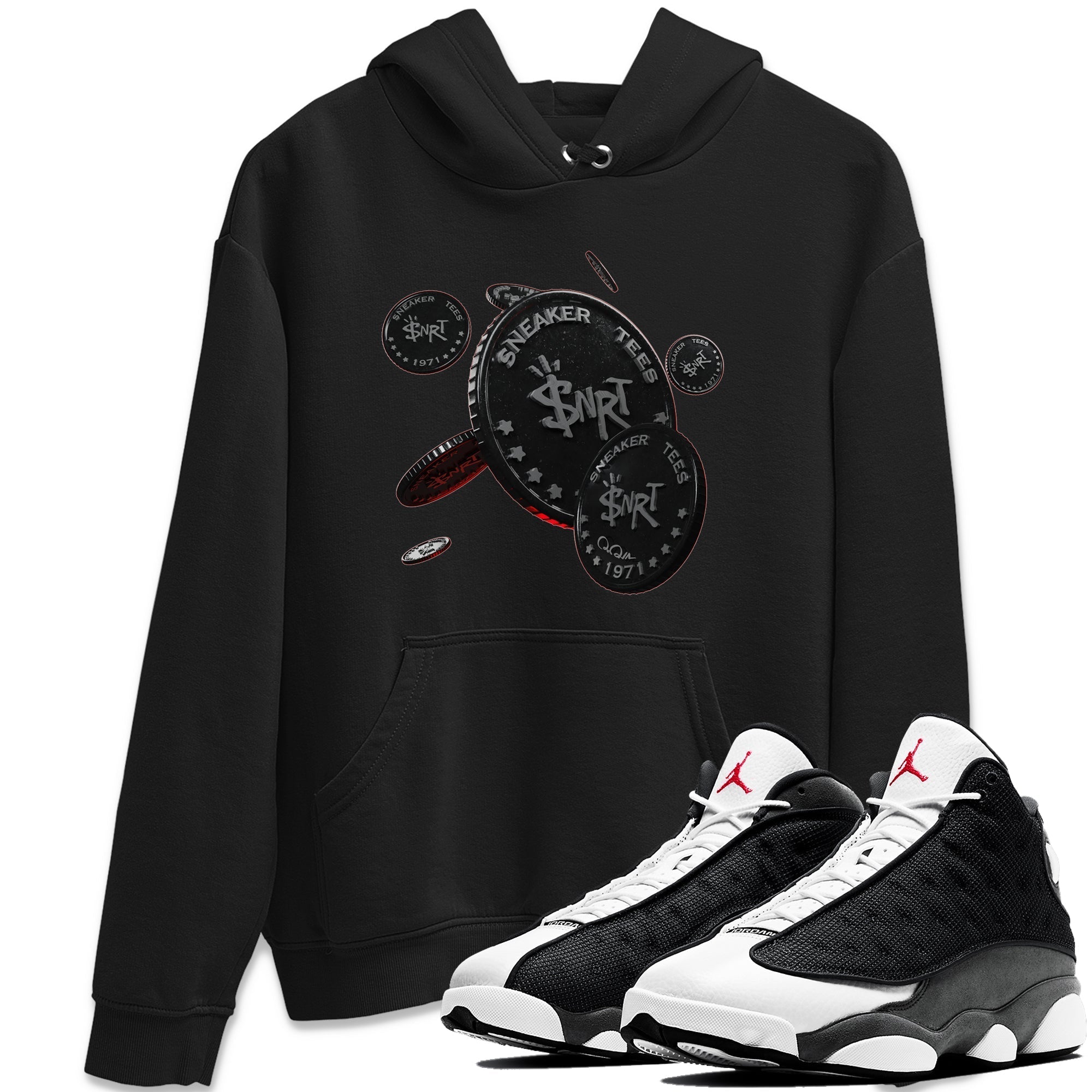 Coin Drop Unisex Tops - Air Jordan 13 Black Flint