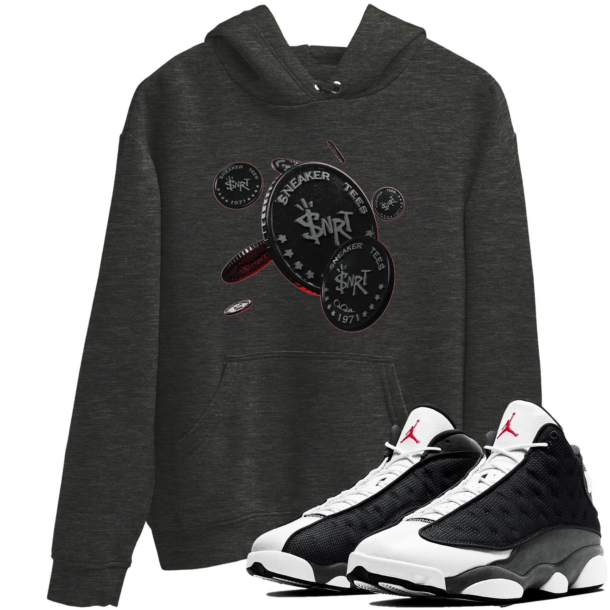 Coin Drop Unisex Tops - Air Jordan 13 Black Flint