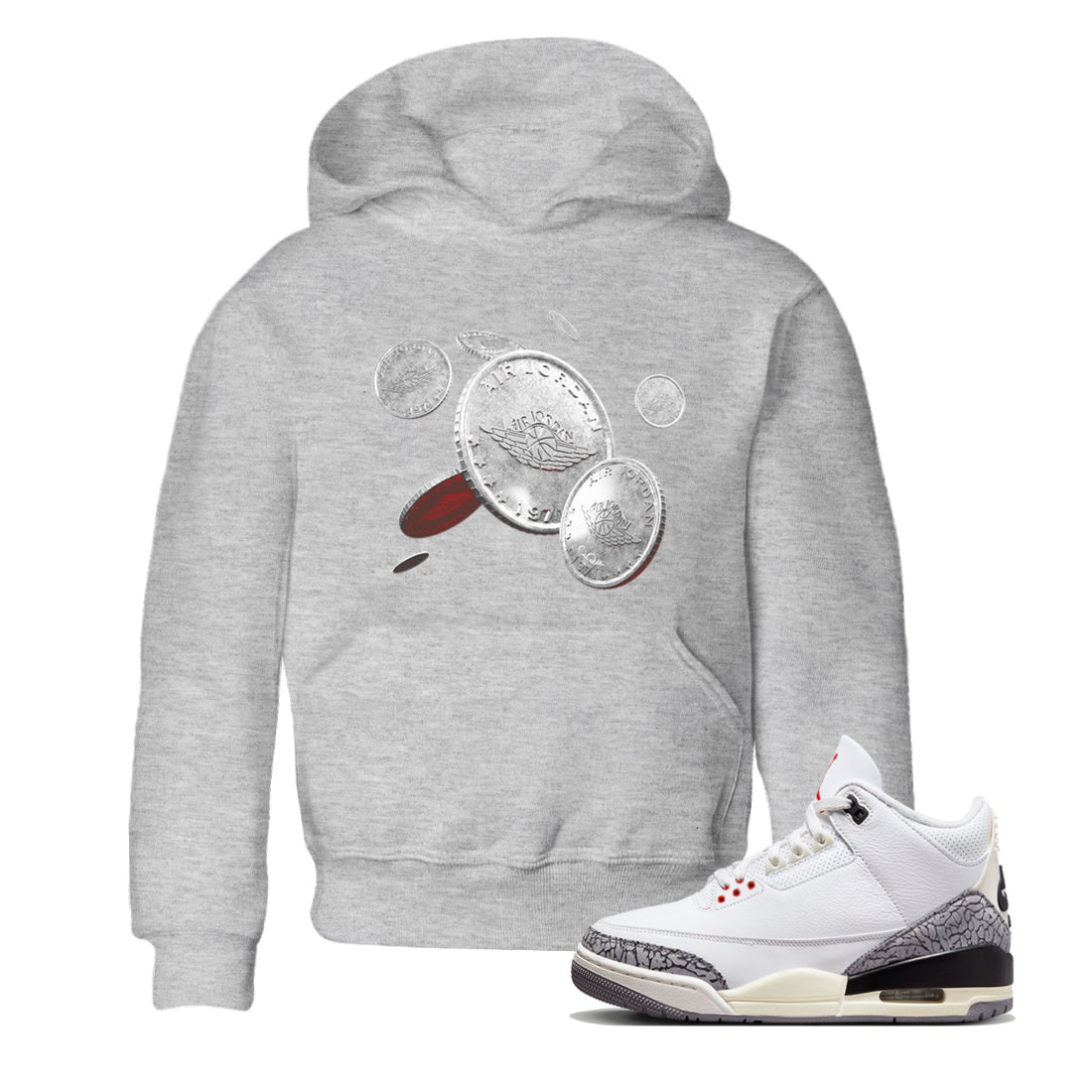Coin Drop Kids Tops - Air Jordan 3 White Cement