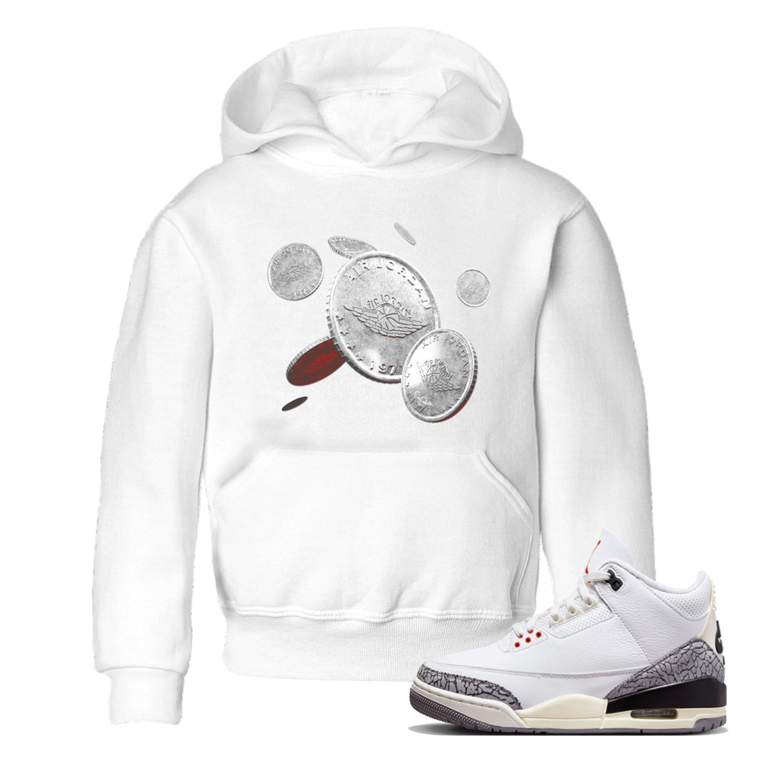 Coin Drop Kids Tops - Air Jordan 3 White Cement