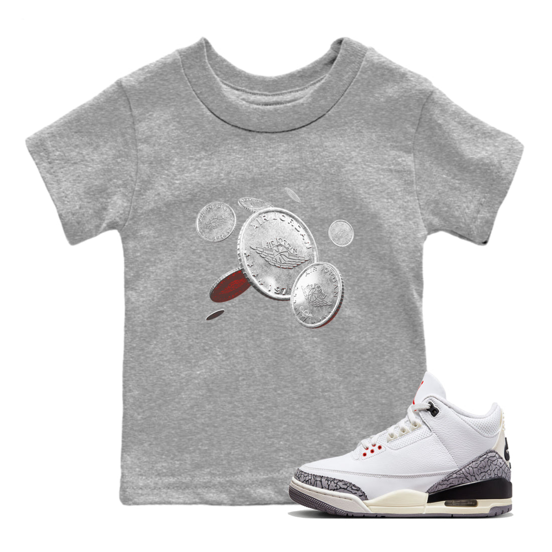 Coin Drop Kids Tops - Air Jordan 3 White Cement