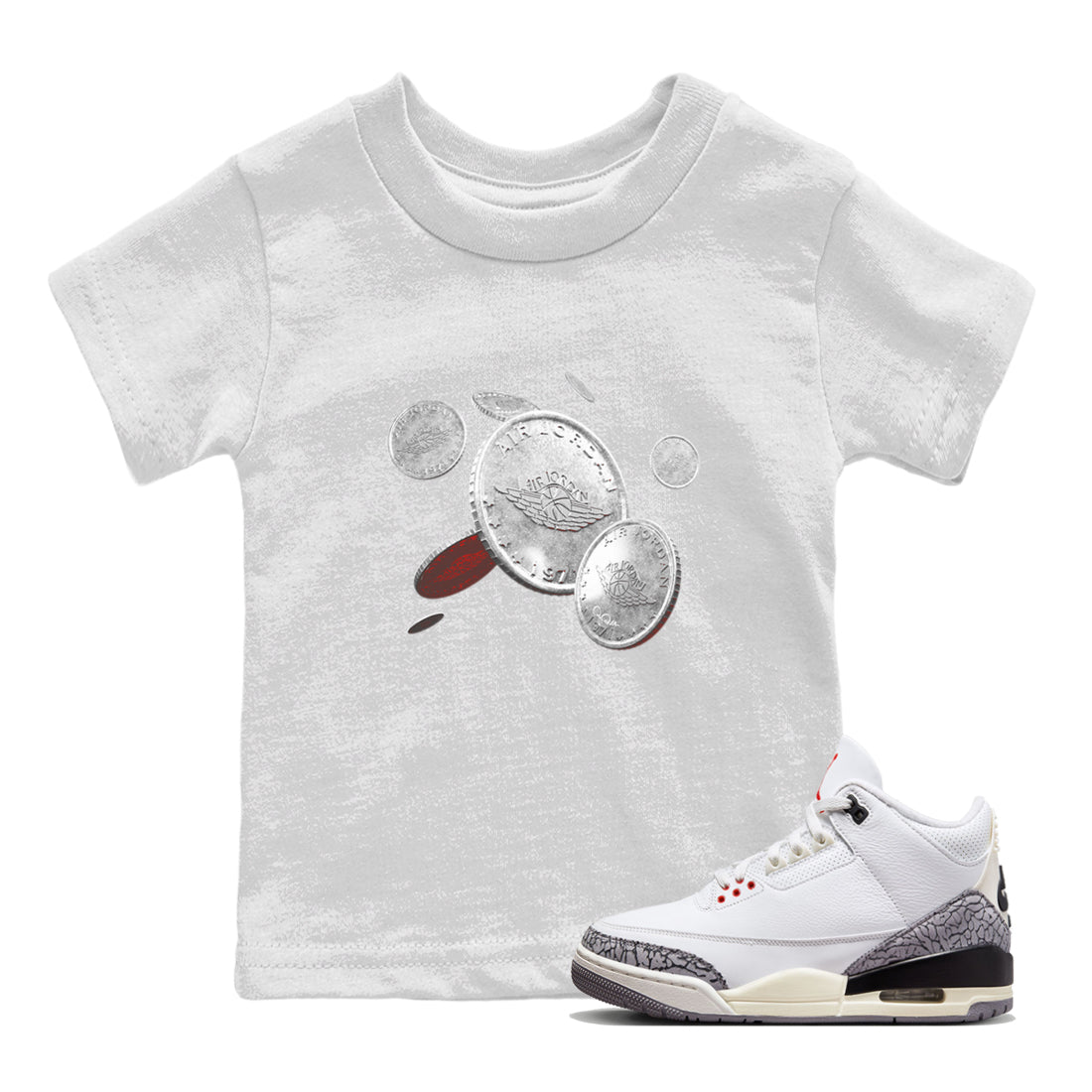 Coin Drop Kids Tops - Air Jordan 3 White Cement