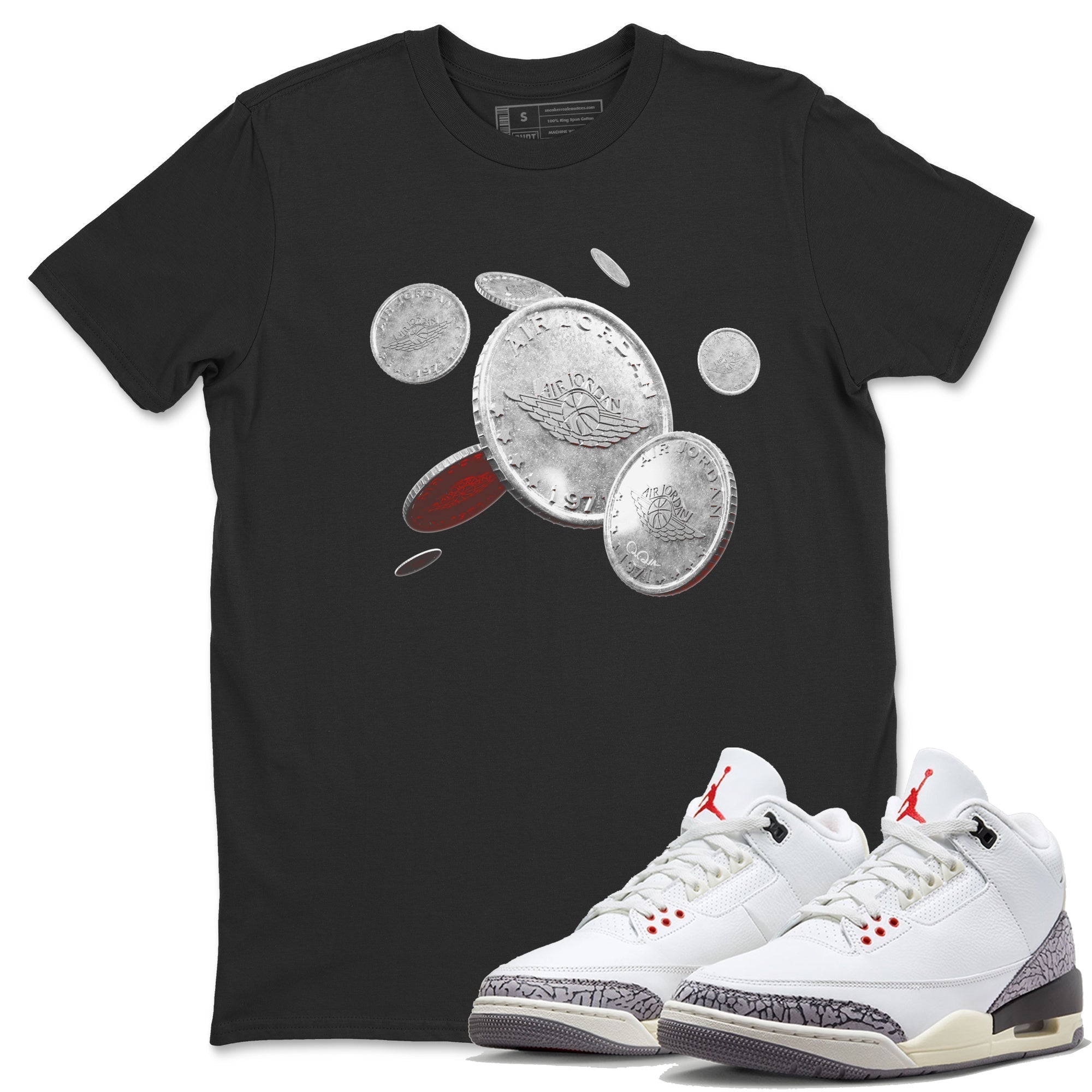 Coin Drop Unisex Tops - Air Jordan 3 White Cement