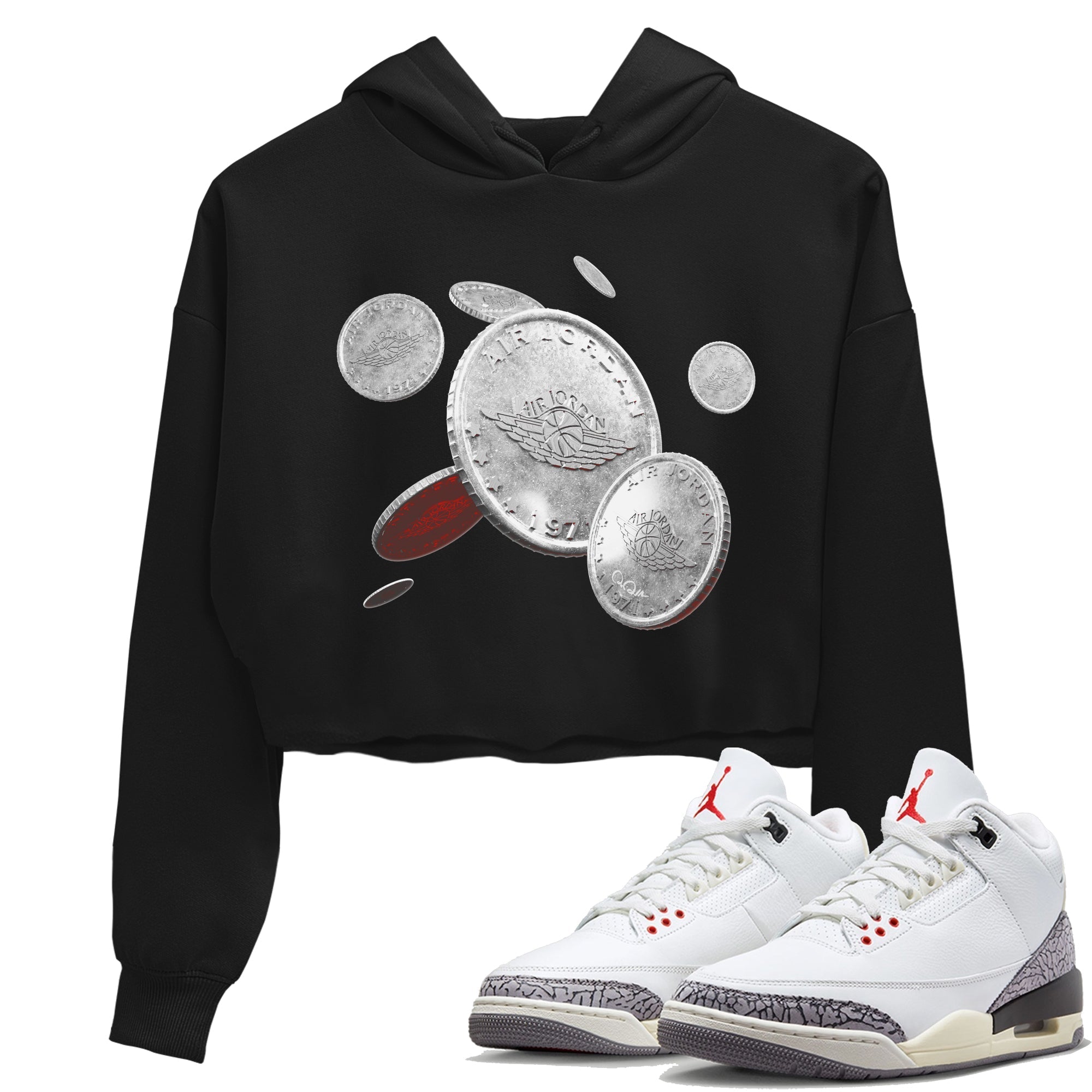 Coin Drop Women's Tops - Air Jordan 3 White Cement