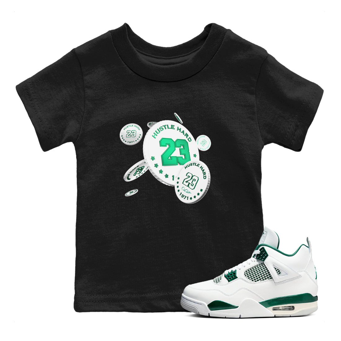 Coin Drop snkmatch Tees Kids - Air Jordan 4 Oxidized Green