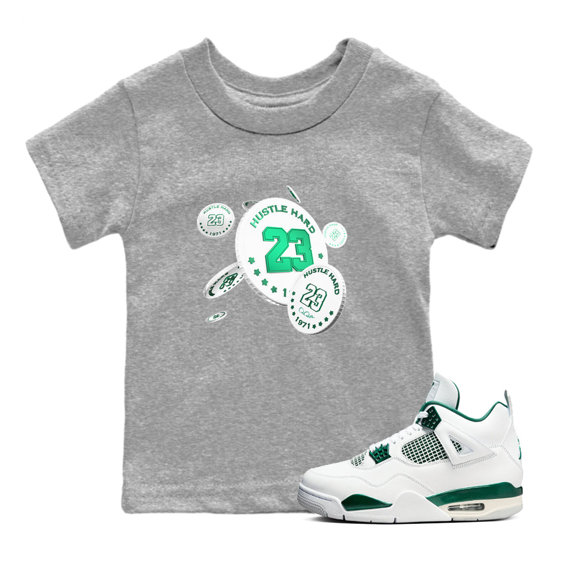 Coin Drop snkmatch Tees Kids - Air Jordan 4 Oxidized Green