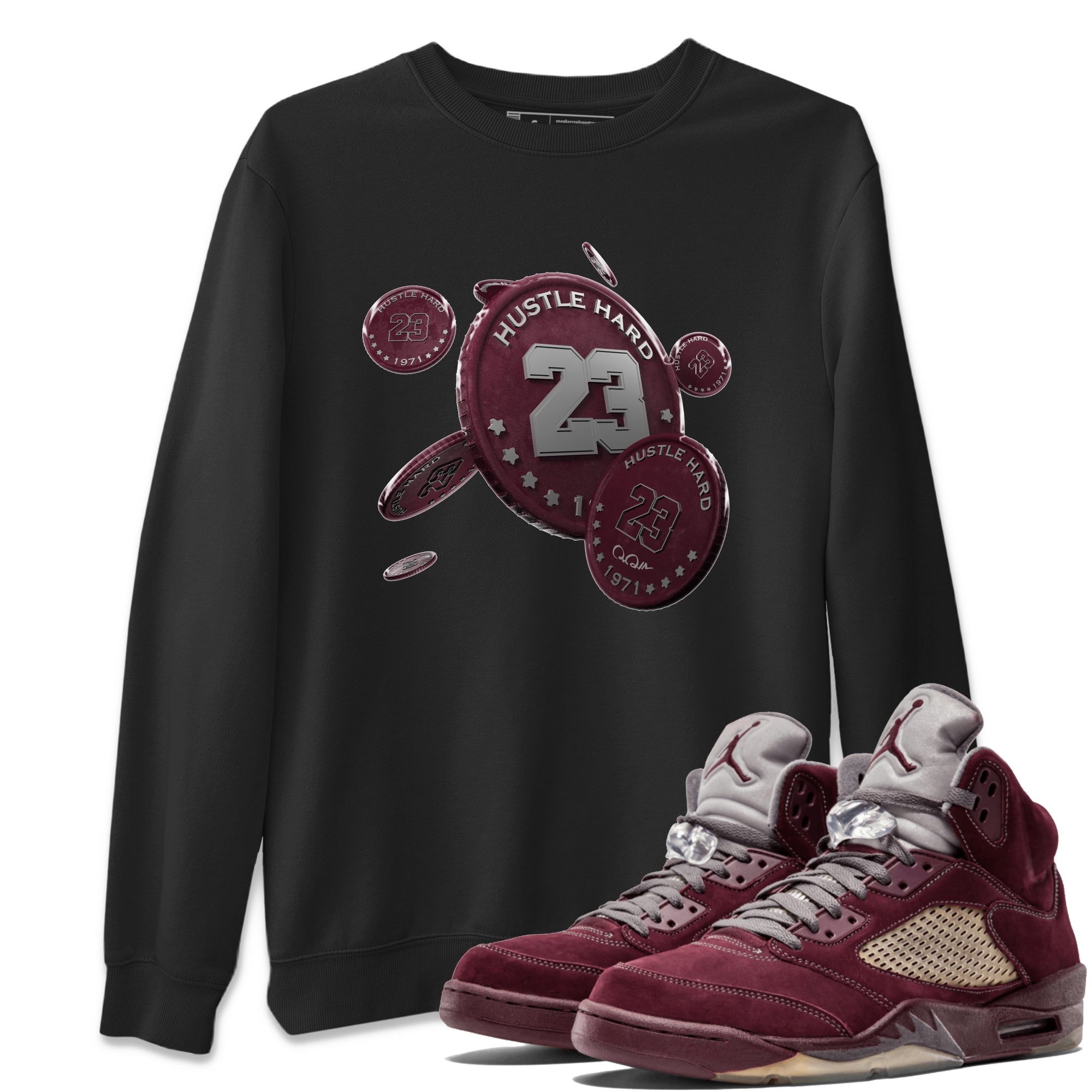 Coin Drop Unisex Tops - Air Jordan 5 Burgundy