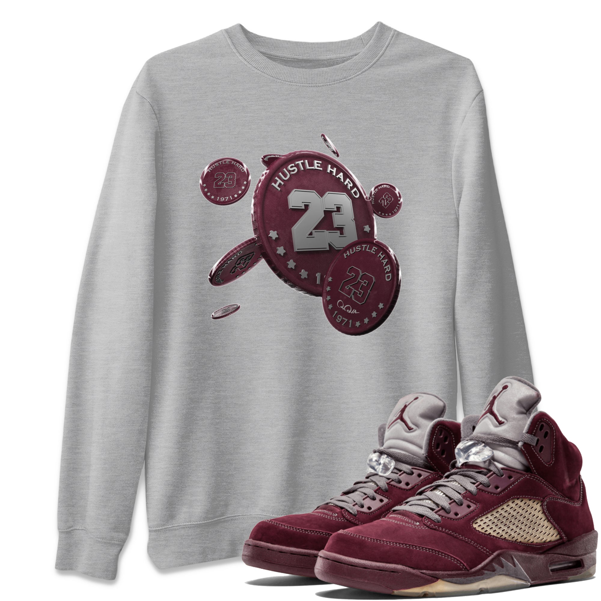 Coin Drop Unisex Tops - Air Jordan 5 Burgundy