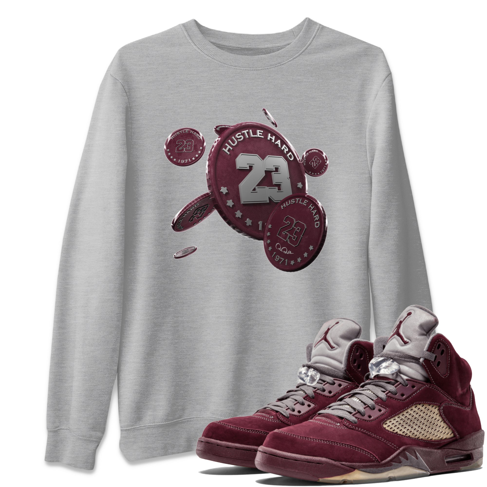 Coin Drop Unisex Tops - Air Jordan 5 Burgundy