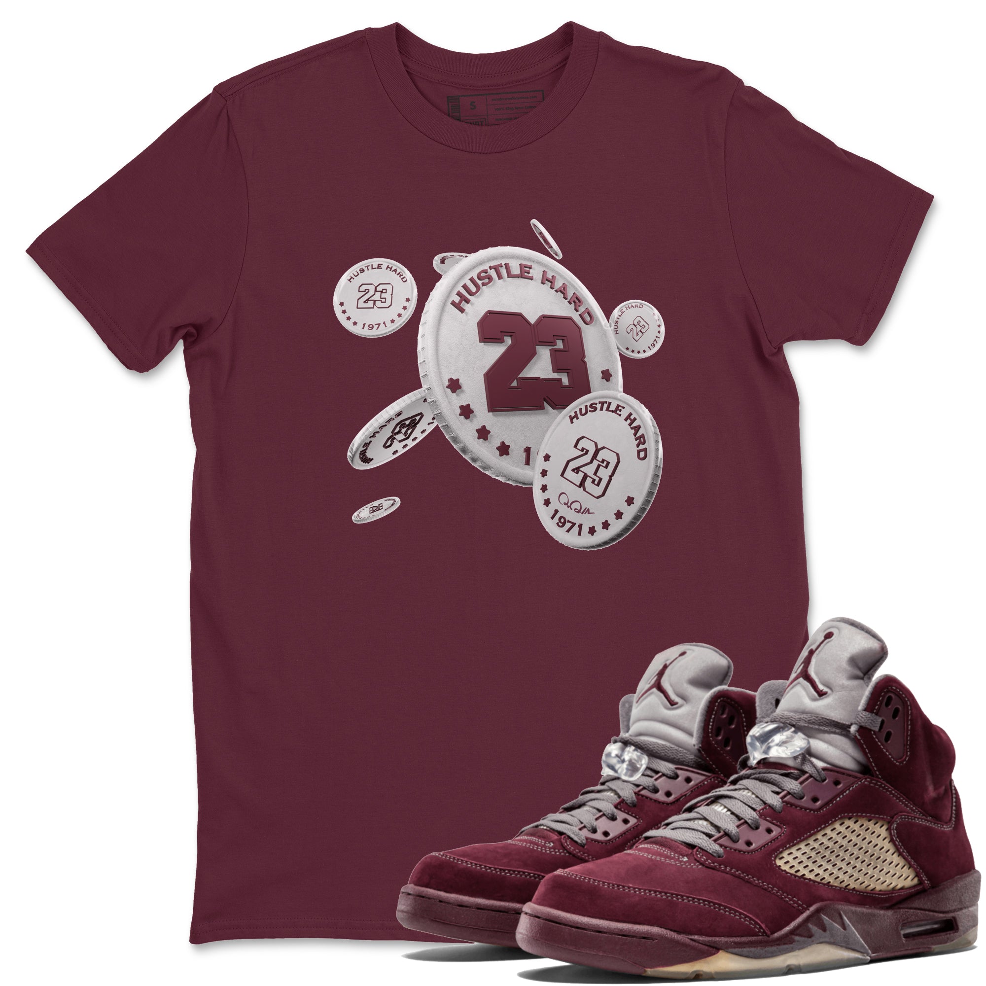 Coin Drop Unisex Tops - Air Jordan 5 Burgundy