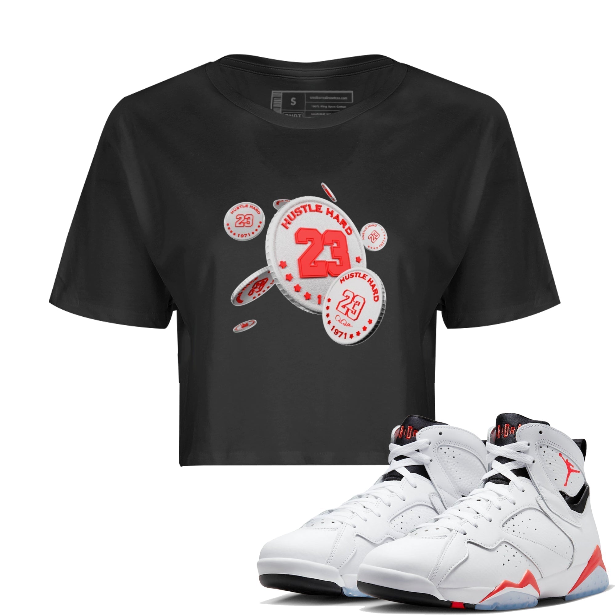 Coin Drop Women's Tops - Air Jordan 7 White Infrared