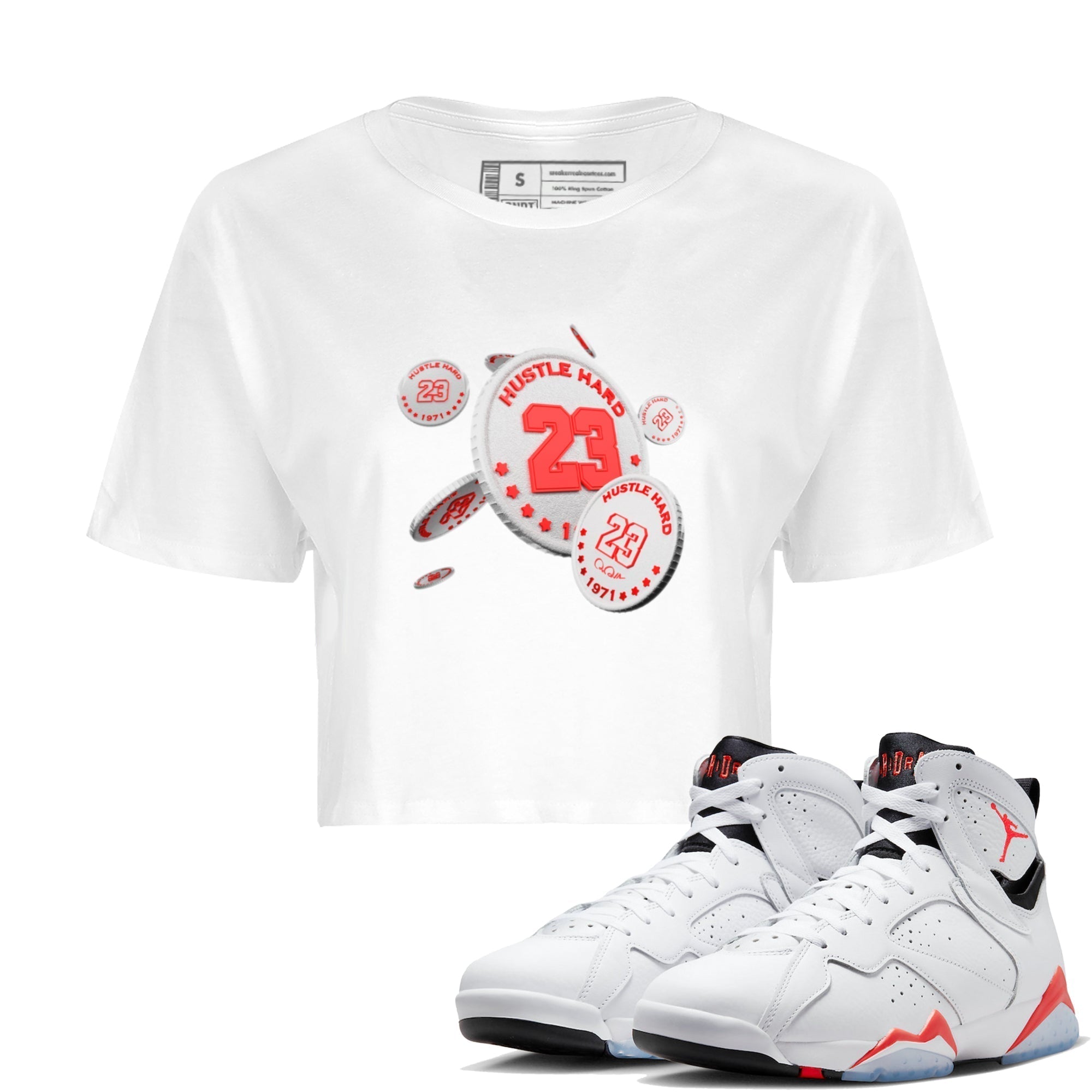 Coin Drop Women's Tops - Air Jordan 7 White Infrared