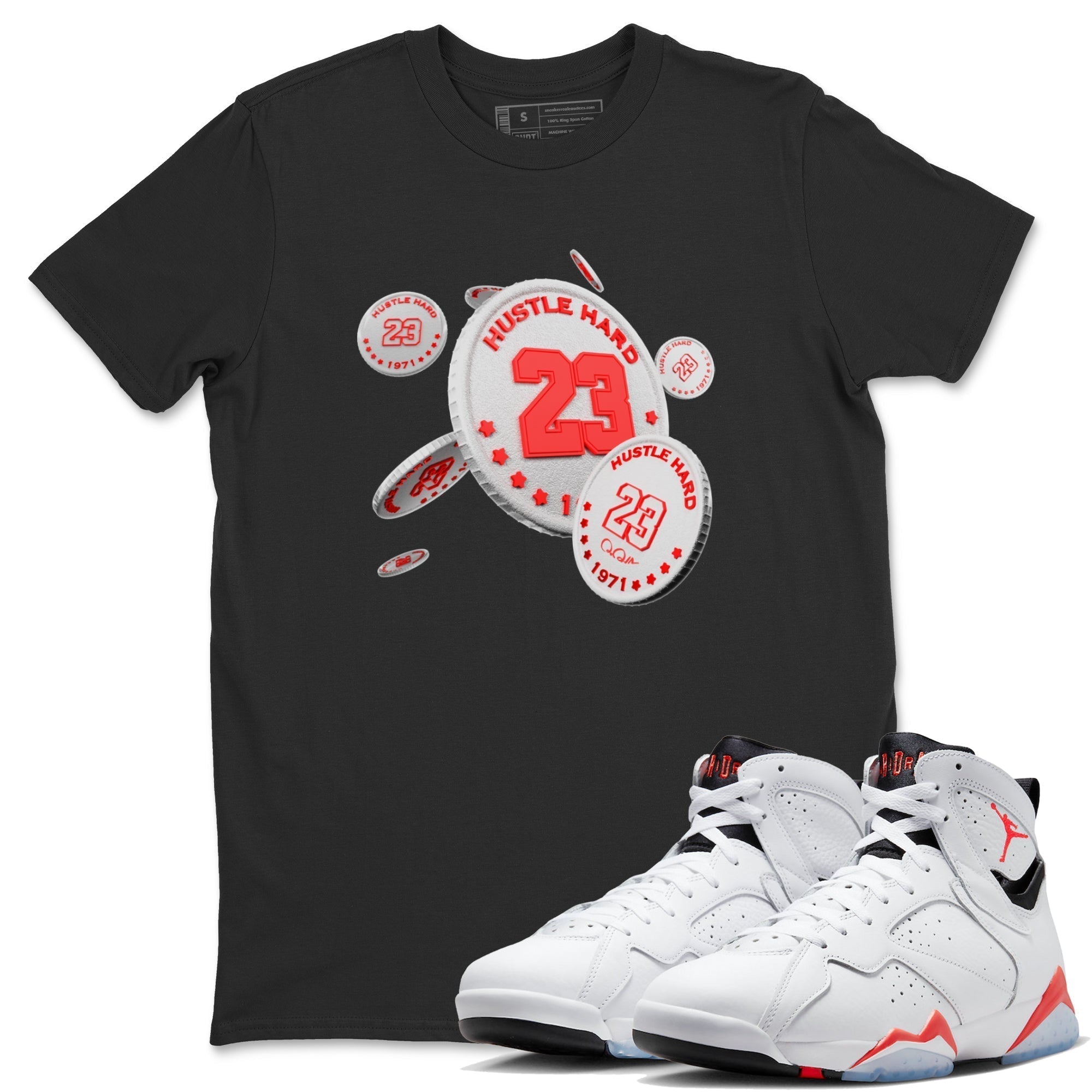 Coin Drop Unisex Tops - Air Jordan 7 White Infrared