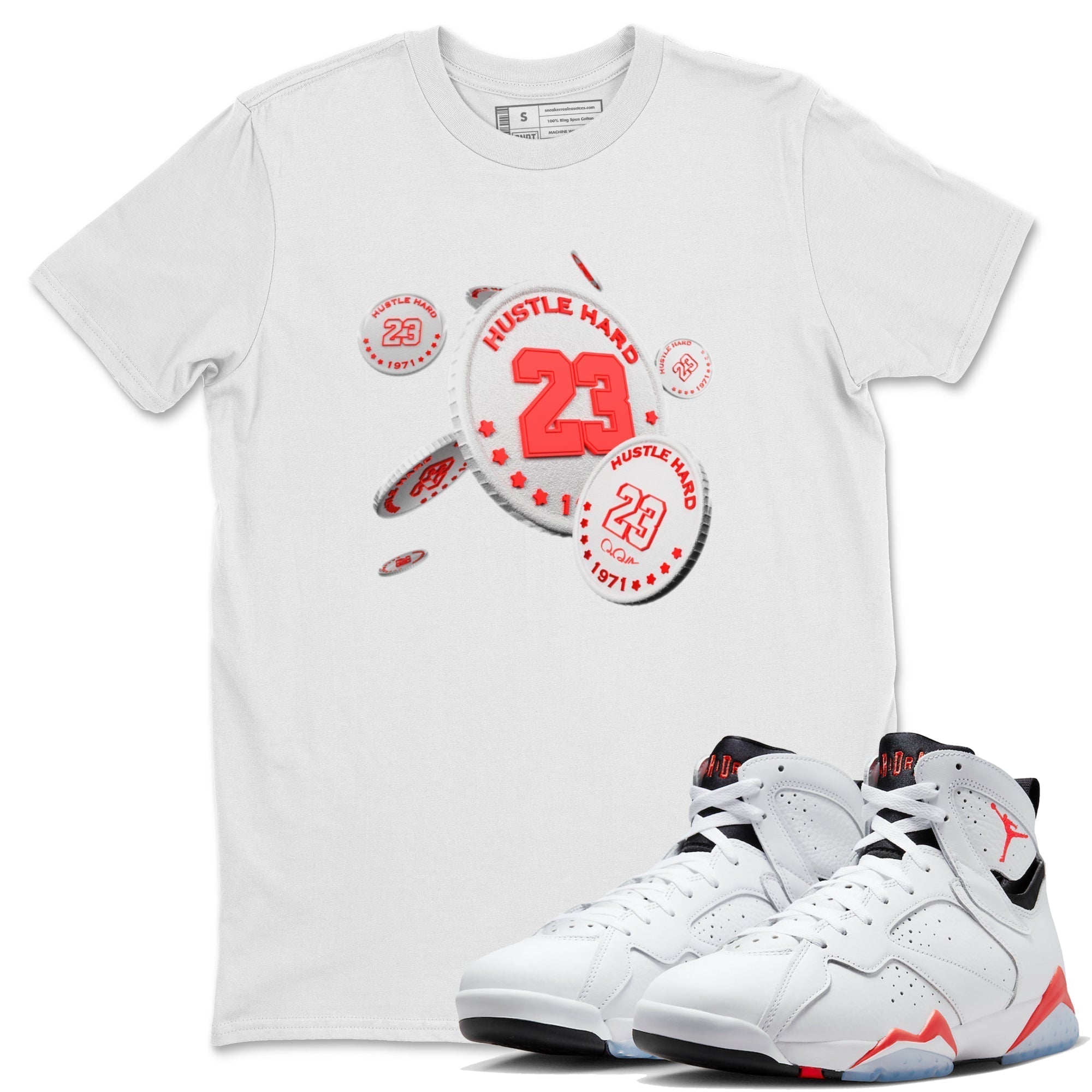 Coin Drop Unisex Tops - Air Jordan 7 White Infrared