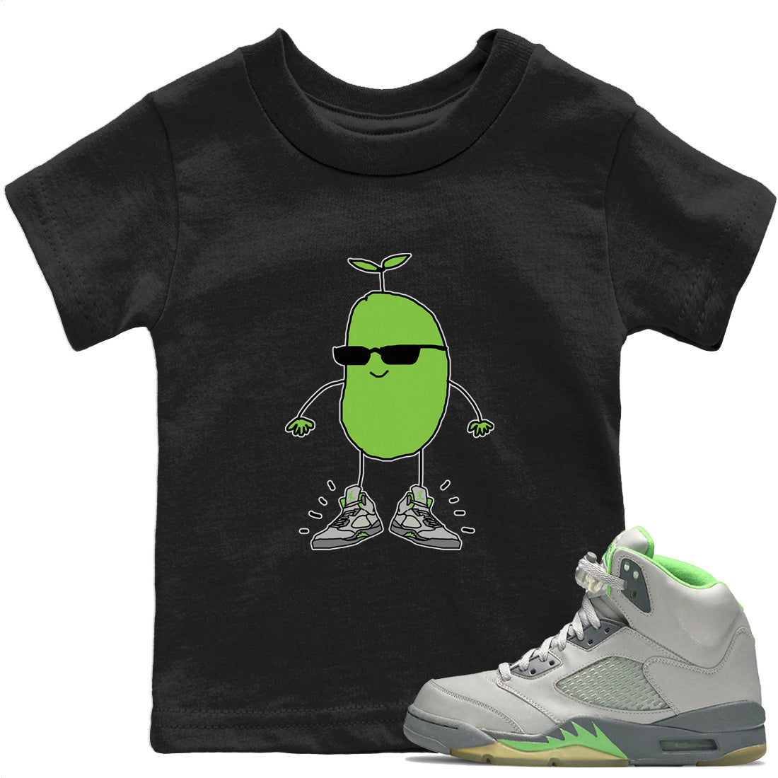 Cool Beans Kids Tops - Air Jordan 5 Green Bean