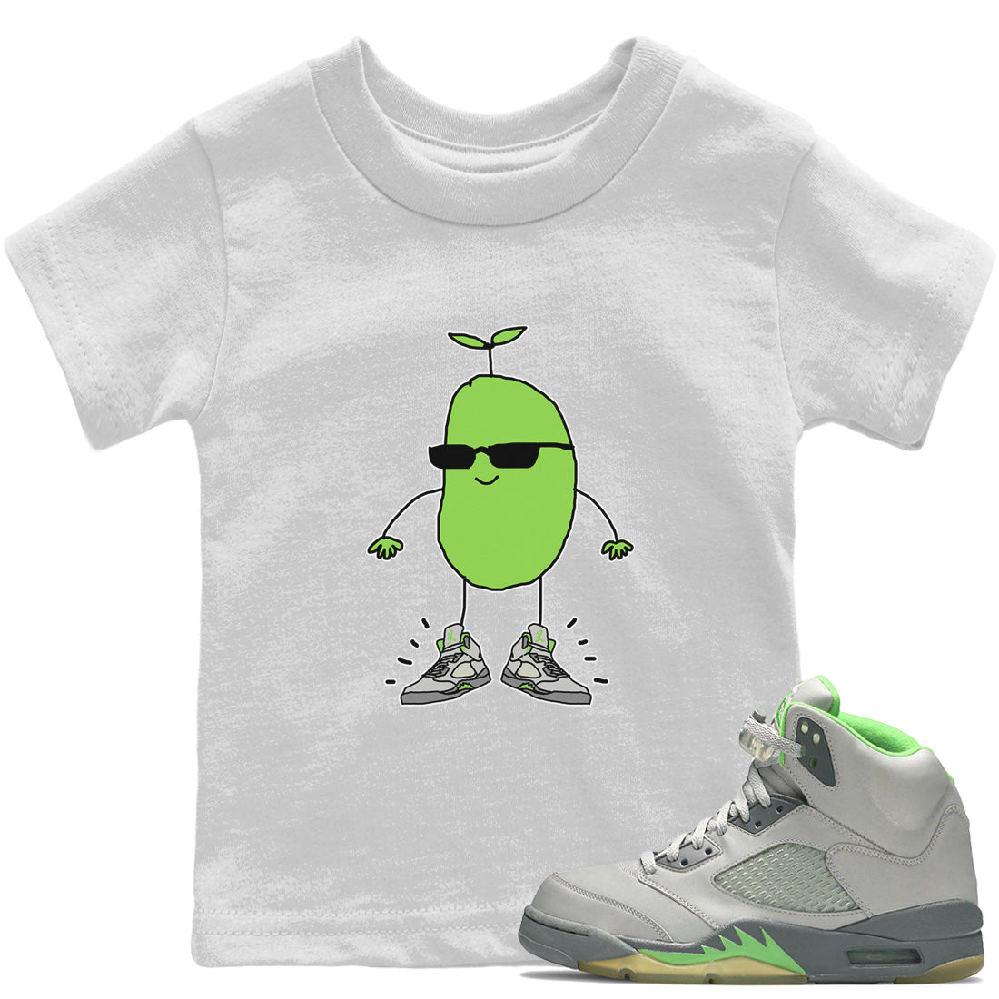Cool Beans Kids Tops - Air Jordan 5 Green Bean