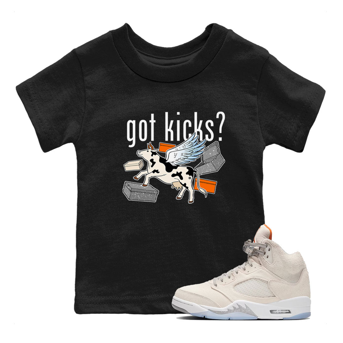 Cow Got Kicks snkmatch Tees Kids - Air Jordan 5 Craft