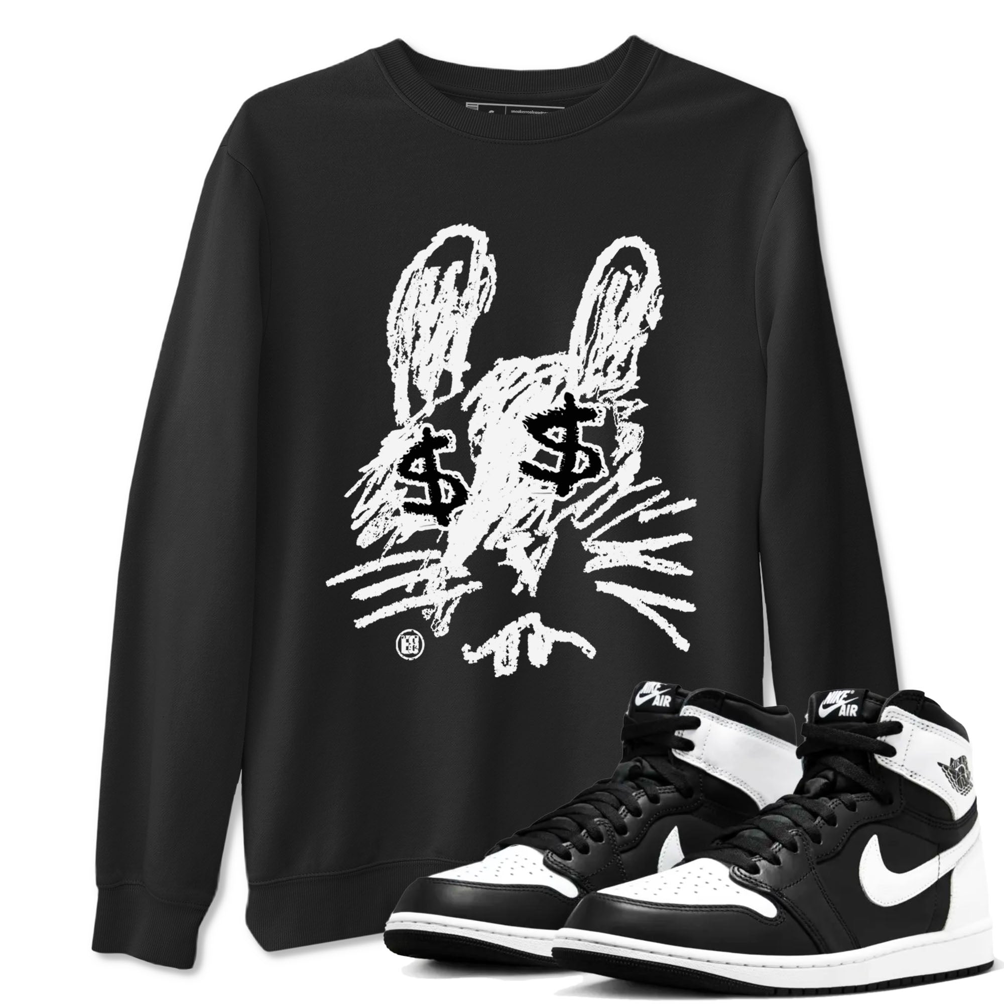 Crayon Bunny snkmatch Tees - Air Jordan 1 Black White