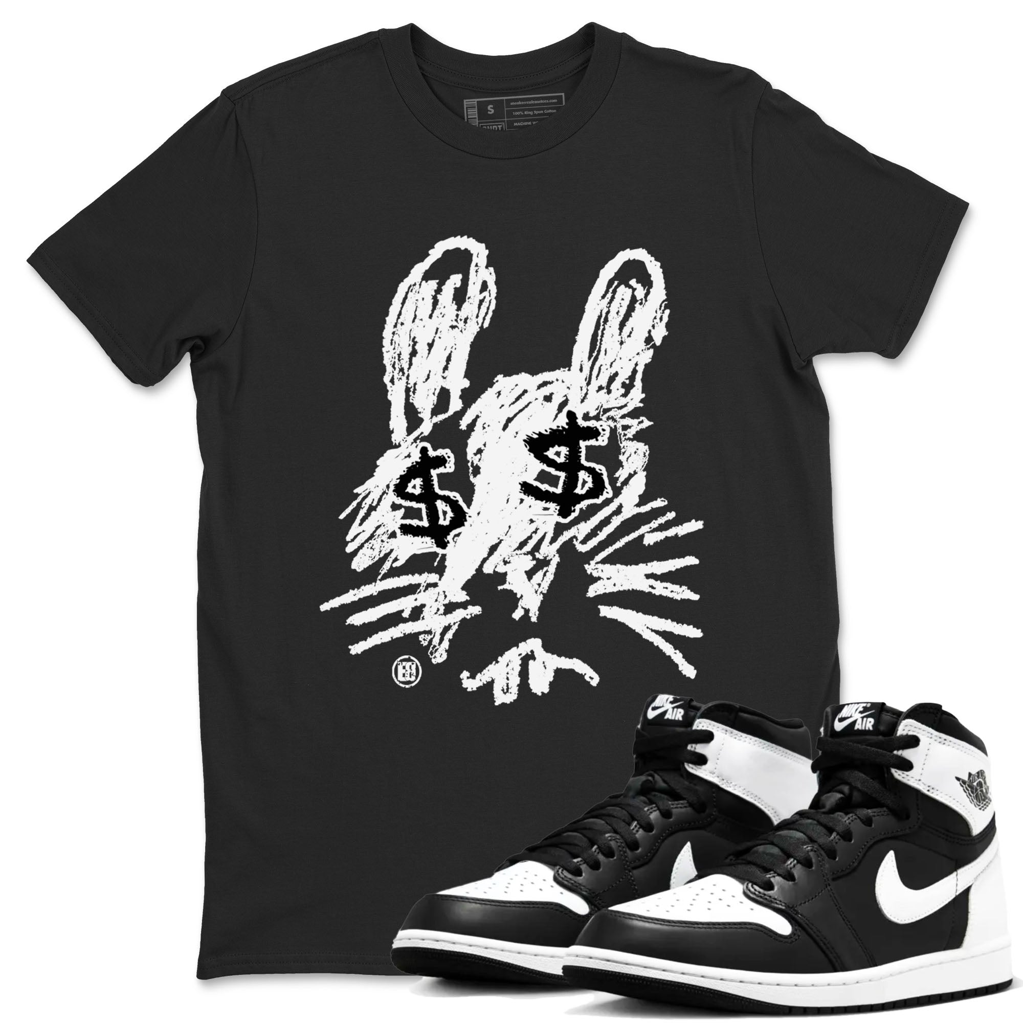 Crayon Bunny snkmatch Tees - Air Jordan 1 Black White