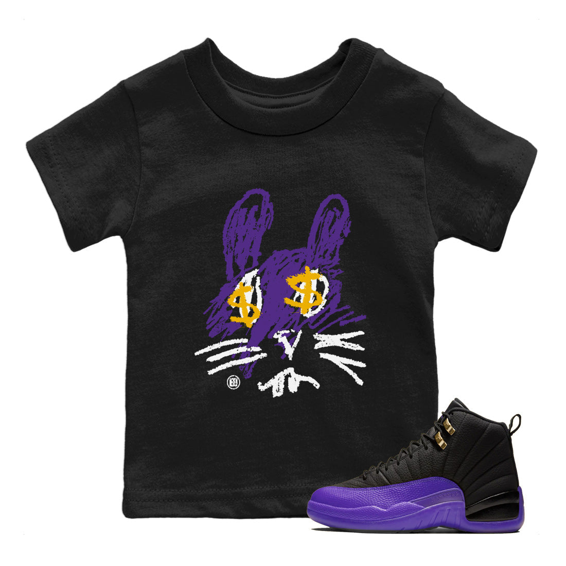 Crayon Bunny Kids Tops - Air Jordan 12 Field Purple