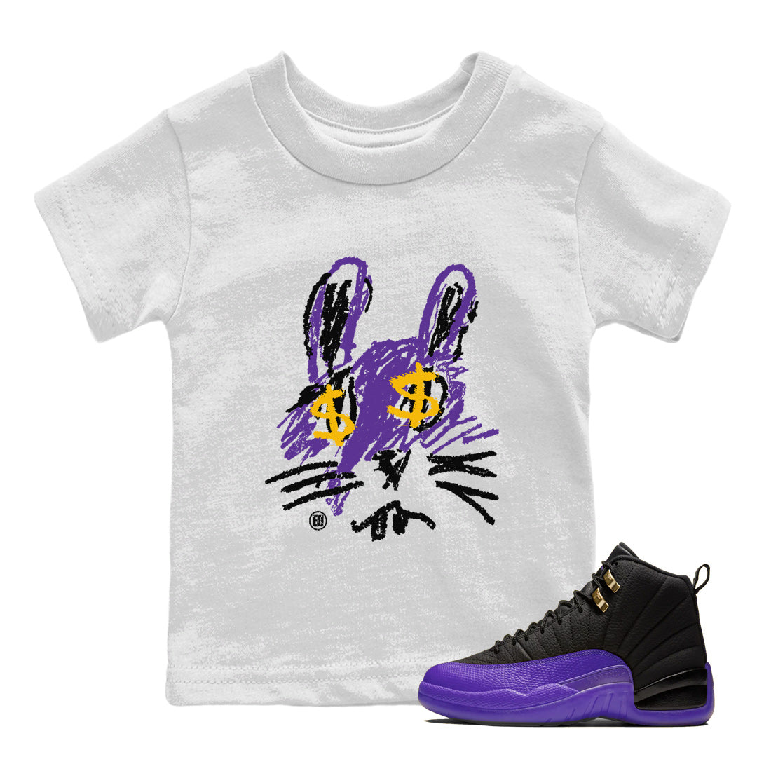 Crayon Bunny Kids Tops - Air Jordan 12 Field Purple