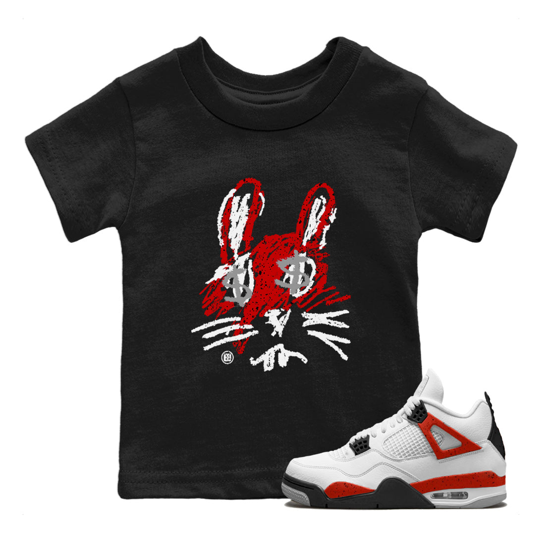 Crayon Bunny Kids Tops - Air Jordan 4 Red Cement
