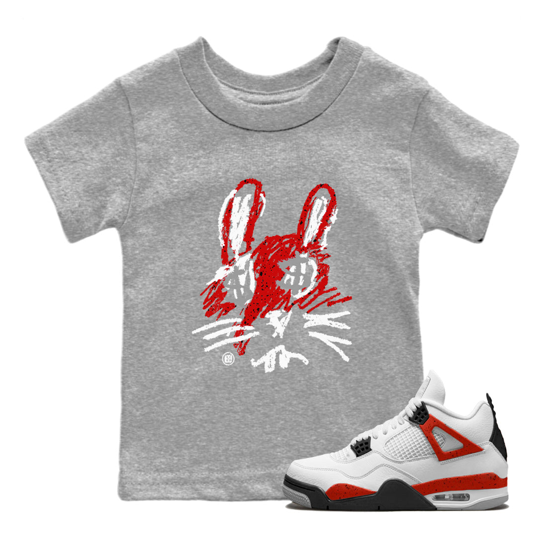 Crayon Bunny Kids Tops - Air Jordan 4 Red Cement