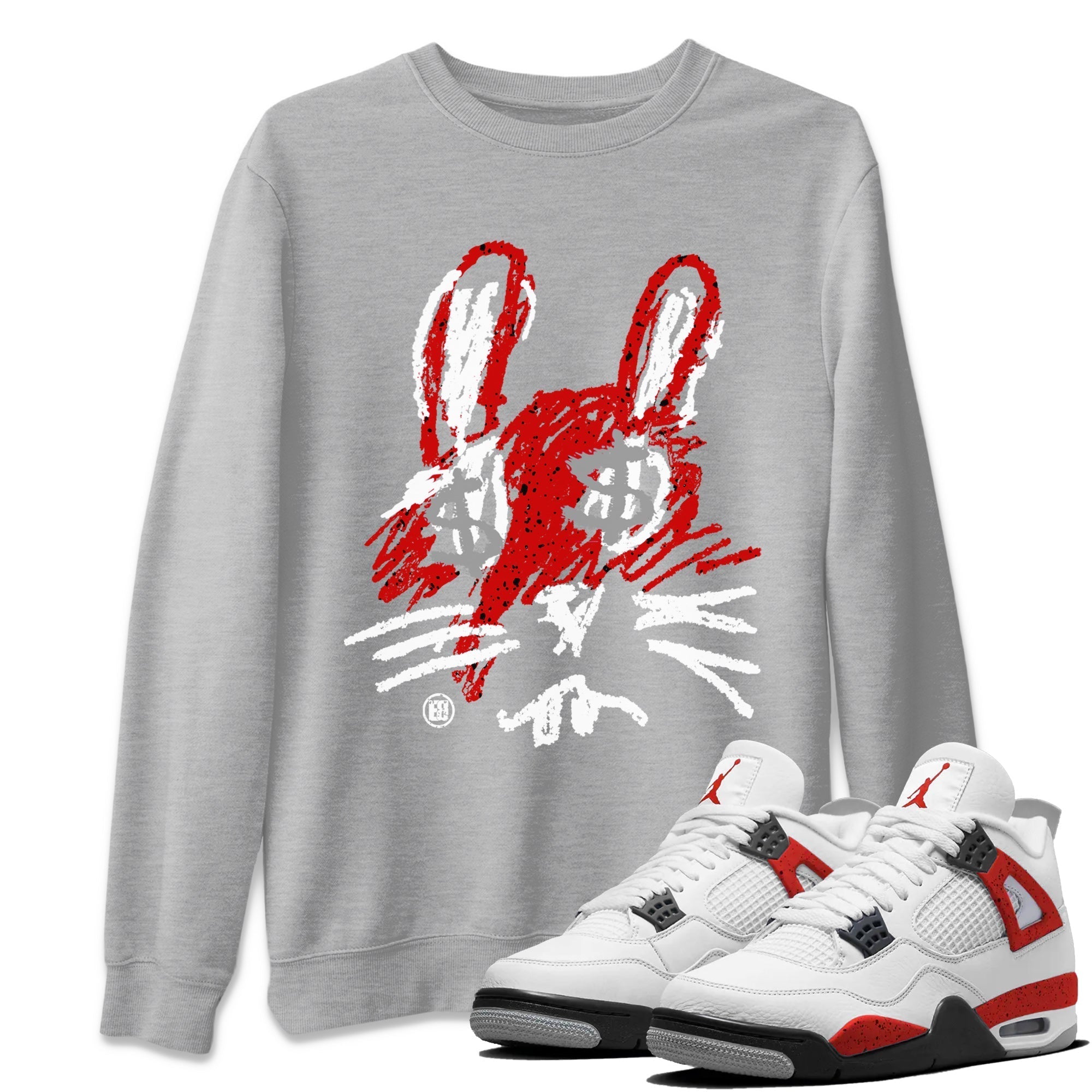 Crayon Bunny Unisex Tops - Air Jordan 4 Red Cement