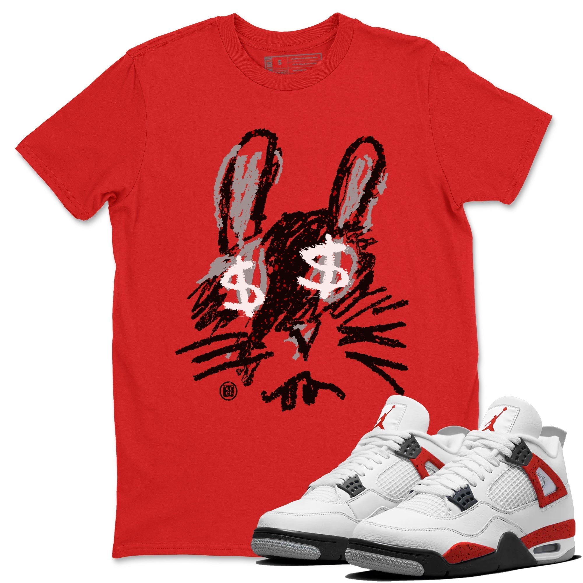 Crayon Bunny Unisex Tops - Air Jordan 4 Red Cement
