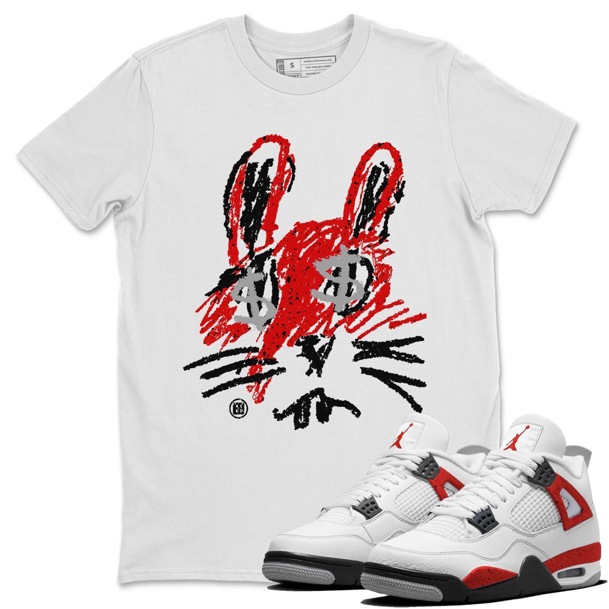 Crayon Bunny Unisex Tops - Air Jordan 4 Red Cement