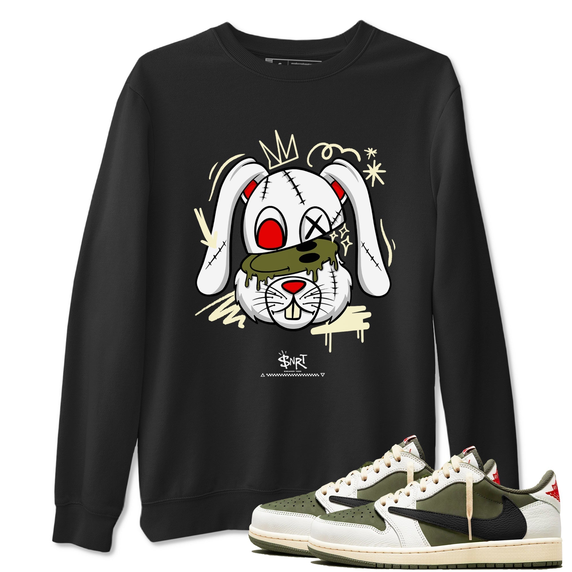 Crazy Bunny snkmatch Tees - Air Jordan 1 Travis Scott Medium Olive