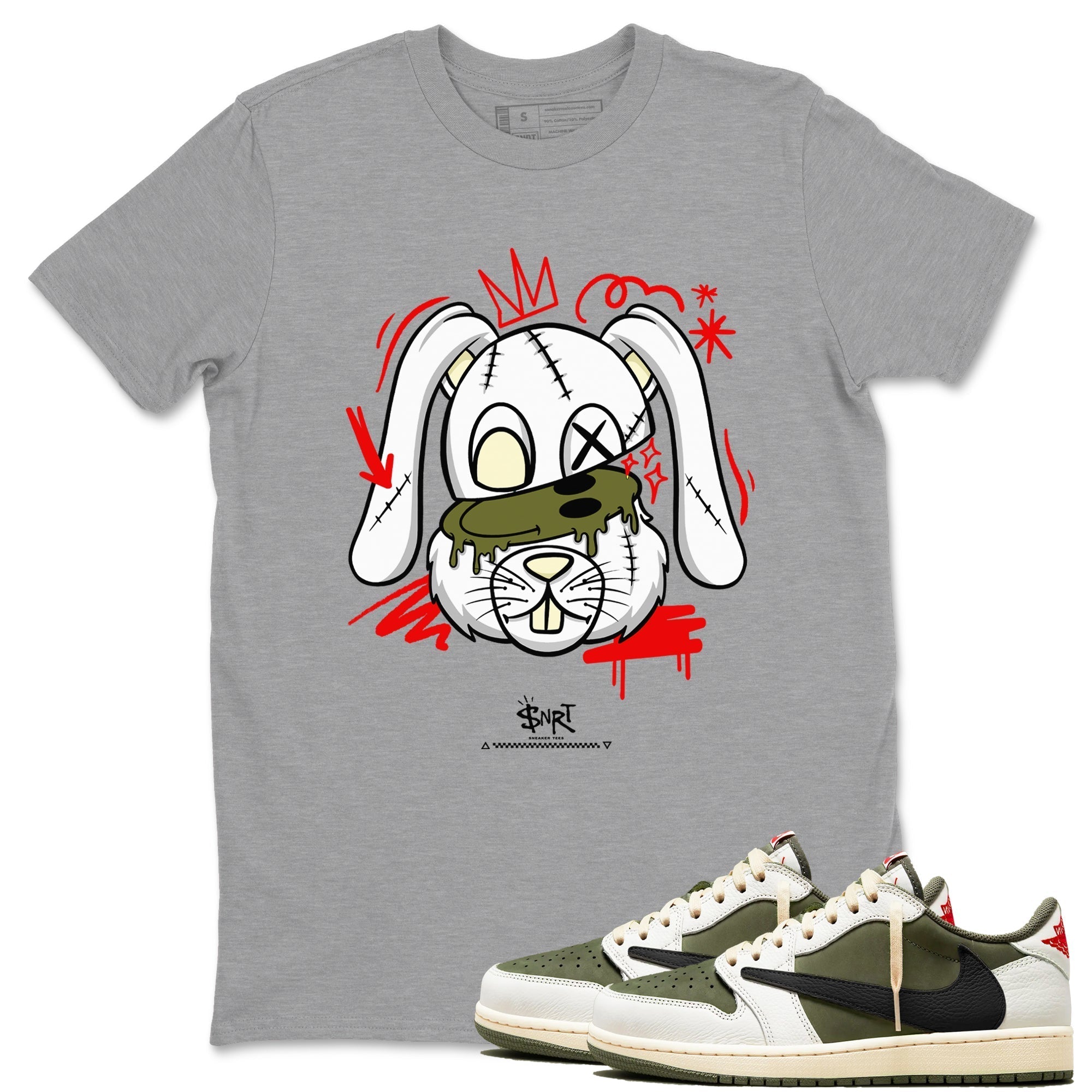 Crazy Bunny snkmatch Tees - Air Jordan 1 Travis Scott Medium Olive