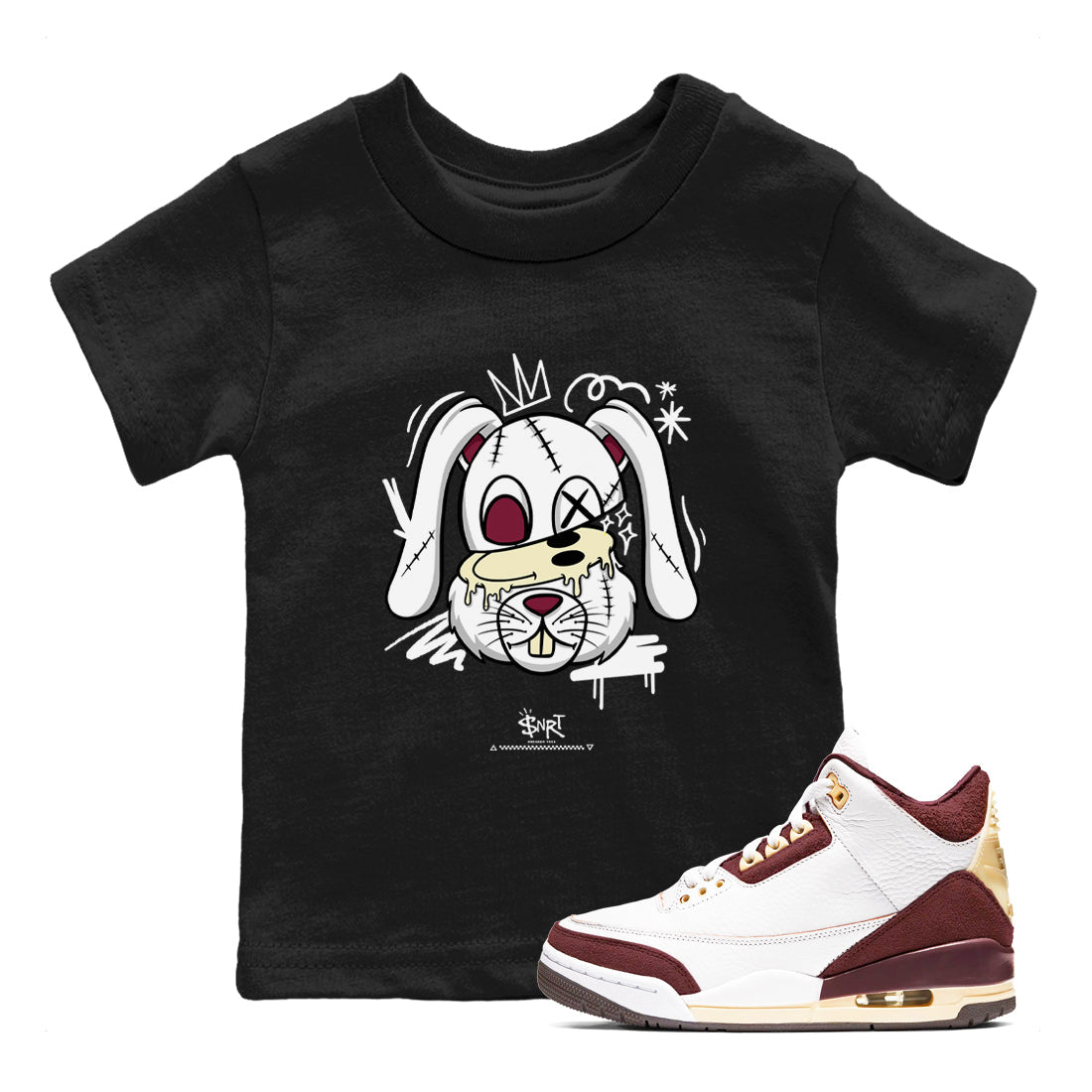 Crazy Bunny snkmatch Tees Kids - Air Jordan 3 A Ma Maniere x Burgundy Crush