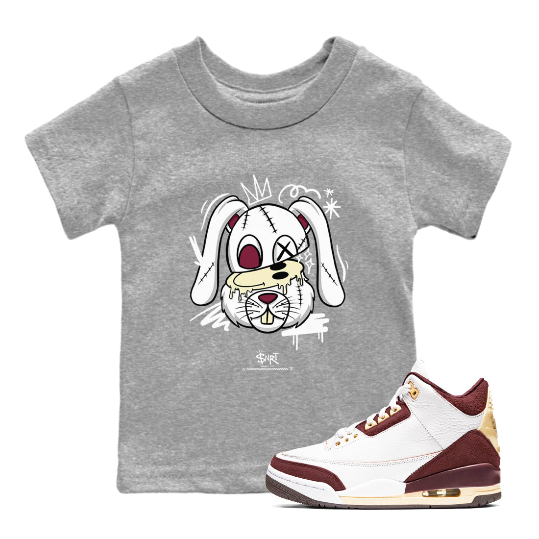 Crazy Bunny snkmatch Tees Kids - Air Jordan 3 A Ma Maniere x Burgundy Crush