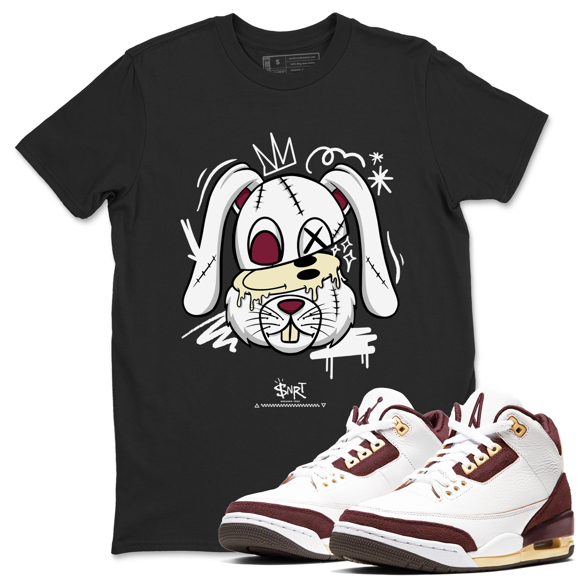Crazy Bunny snkmatch Tees - Air Jordan 3 A Ma Maniere x Burgundy Crush