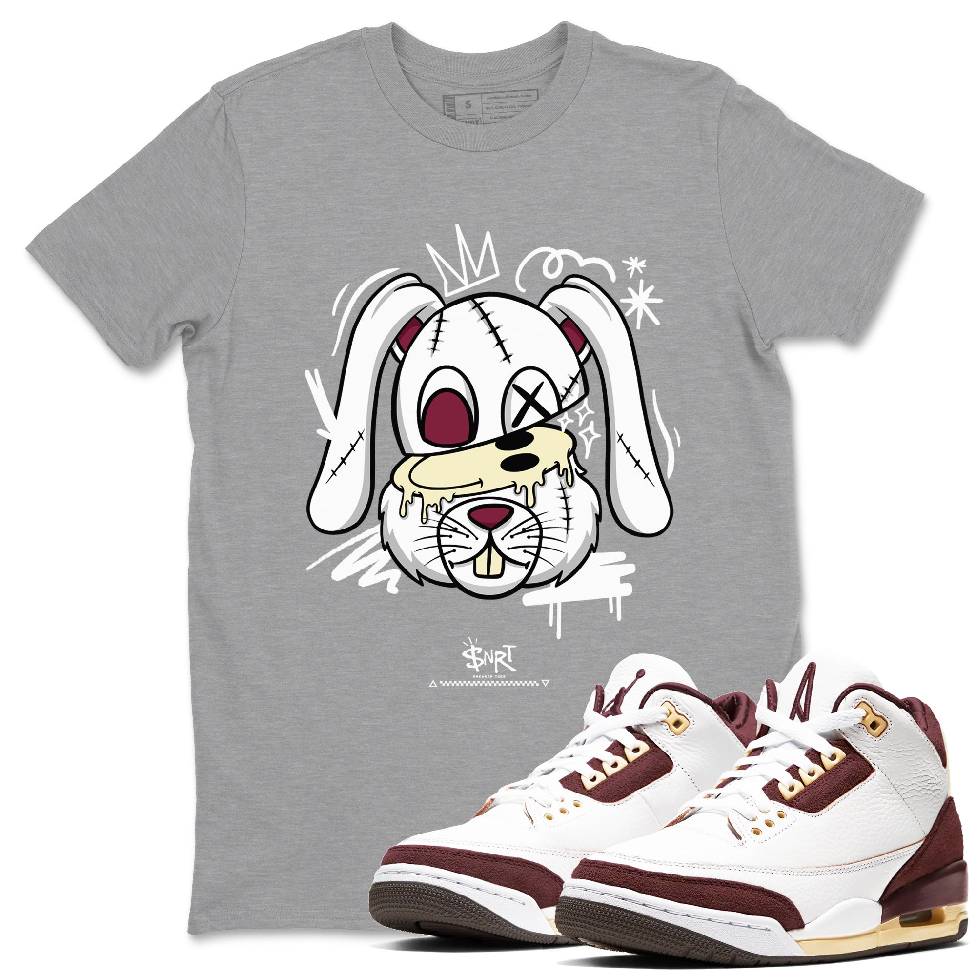 Crazy Bunny snkmatch Tees - Air Jordan 3 A Ma Maniere x Burgundy Crush