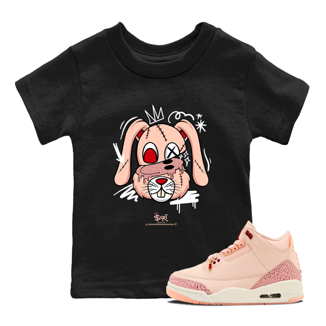 Crazy Bunny snkmatch Tees Kids - Air Jordan 3 Valentines Day