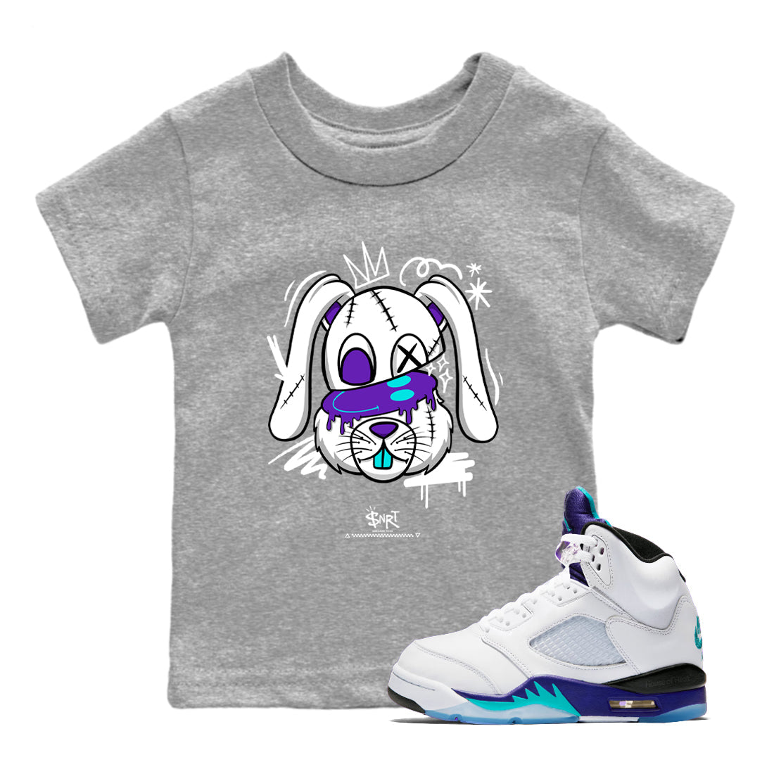Crazy Bunny snkmatch Tees Kids - Air Jordan 5 Grape