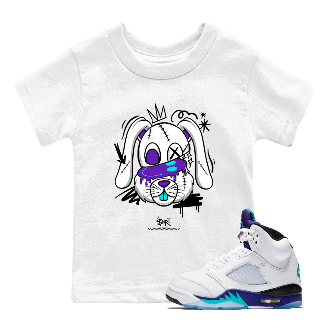 Crazy Bunny snkmatch Tees Kids - Air Jordan 5 Grape