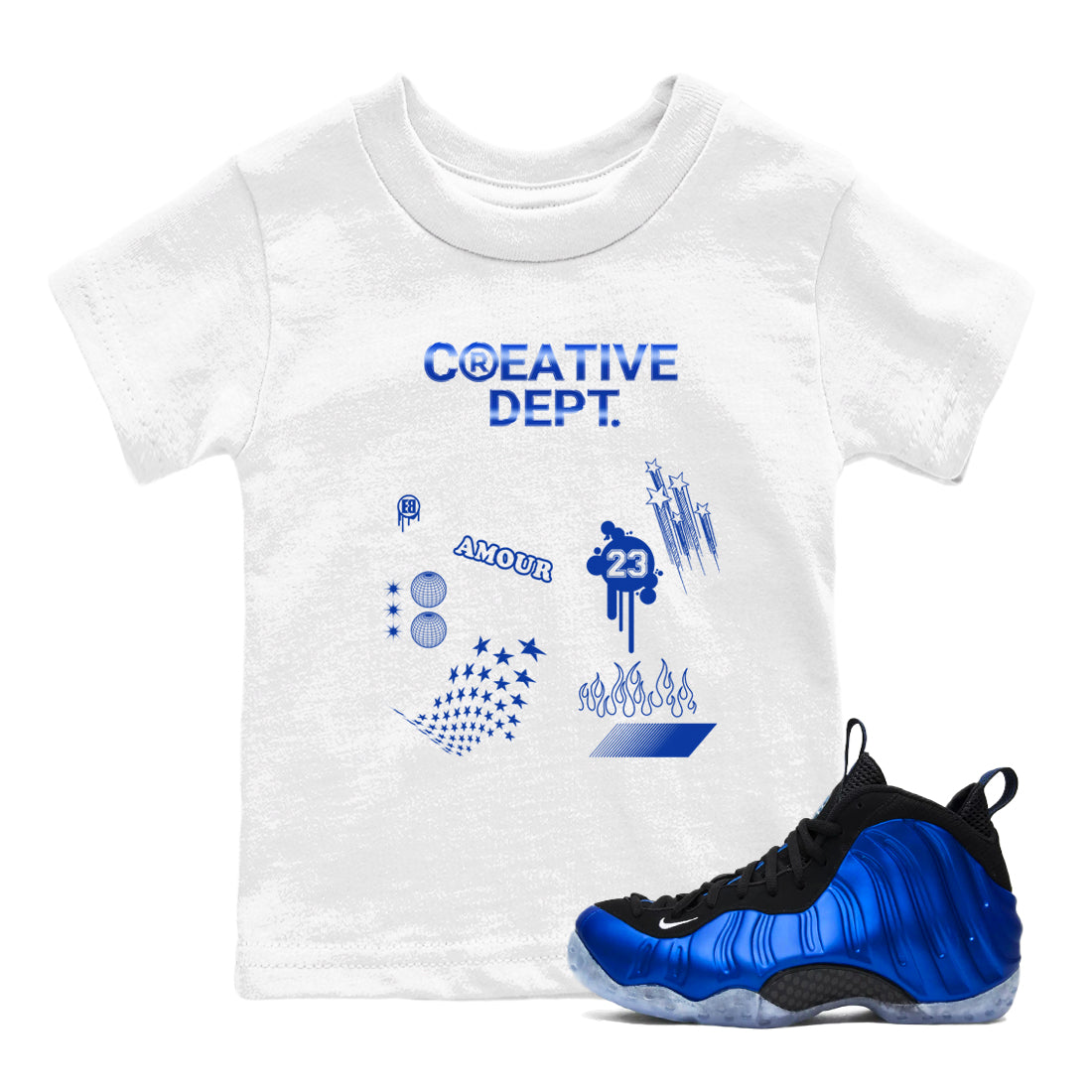 Creative Dept snkmatch Tees Kids - Air Foamposite One Royal
