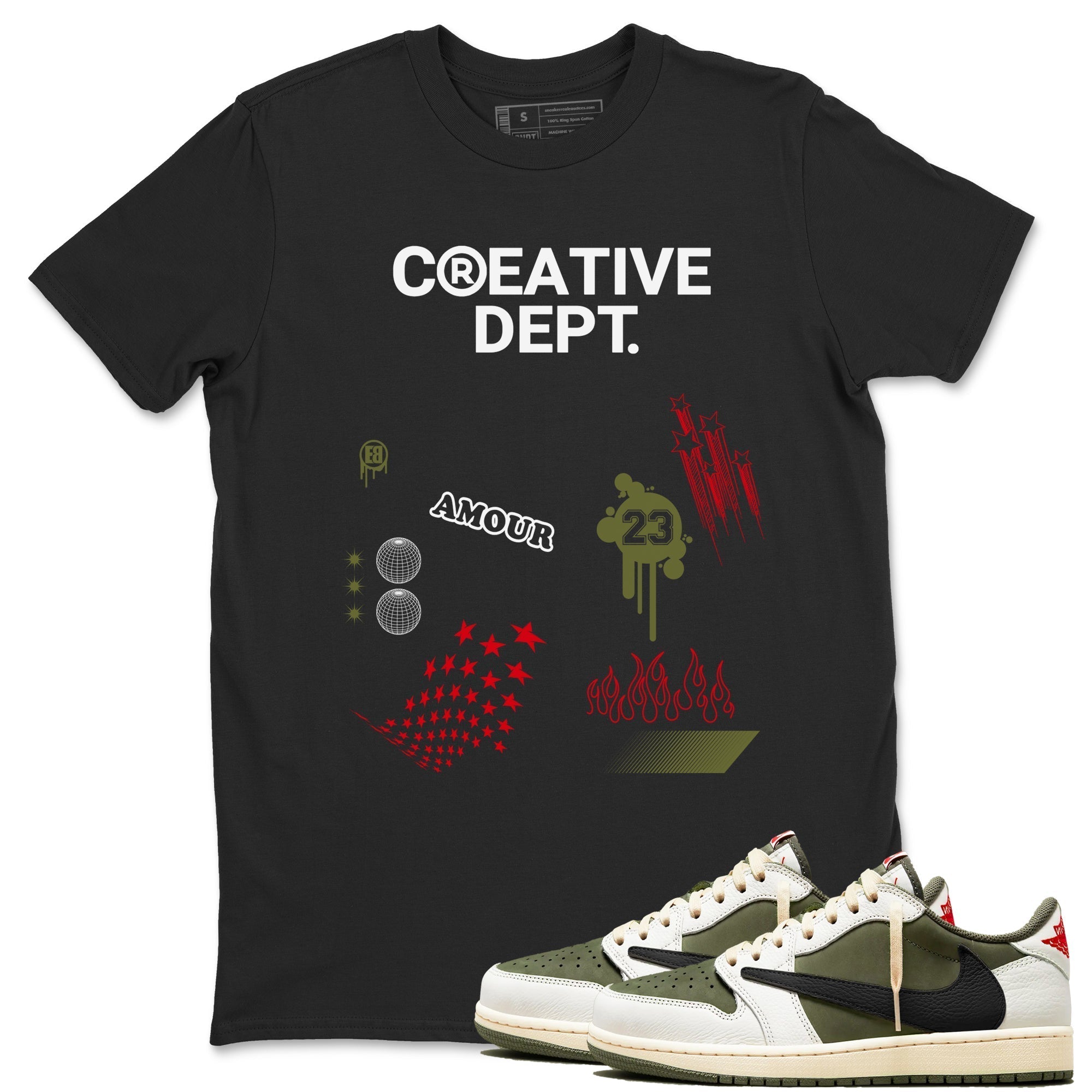 Creative Dept snkmatch Tees - Air Jordan 1 Travis Scott Medium Olive